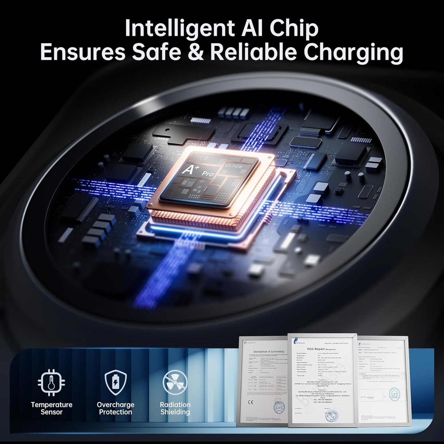 GUSGU MagTime 3 in 1 Wireless Charging Station with Real-Time Power and Time Display, Foldable Wireless Charger Stand, Compatible with iPhone 16/15/14/13/12, iWatch S1-10/Ultra, AirPods-Black