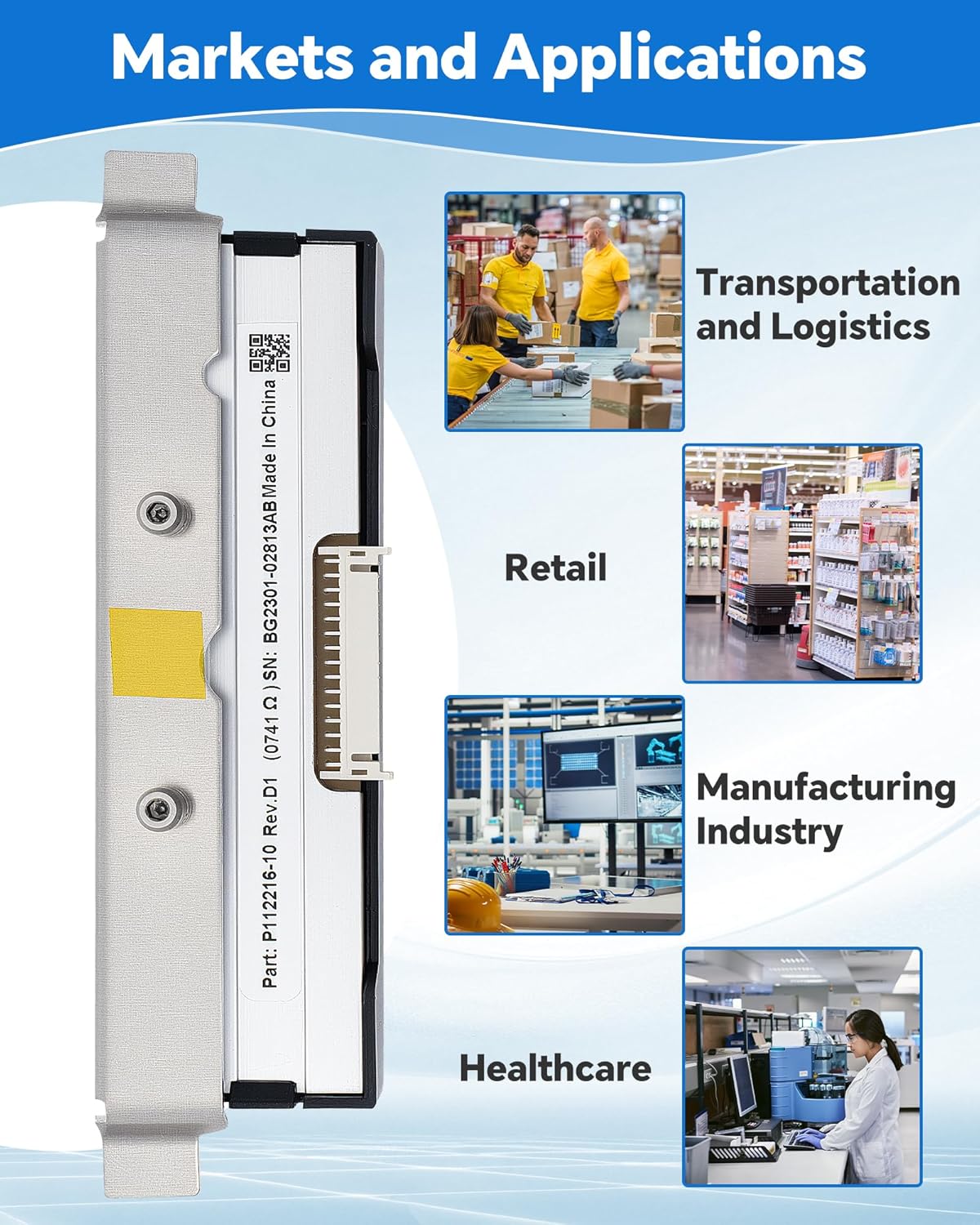 P1123335-012 Genuine Print Head for Zebra ZT111 ZT211 ZT231, New Printhead for Zebra Barcode Thermal Label Industrial Printer 203dpi OEM Replacement P112216-10