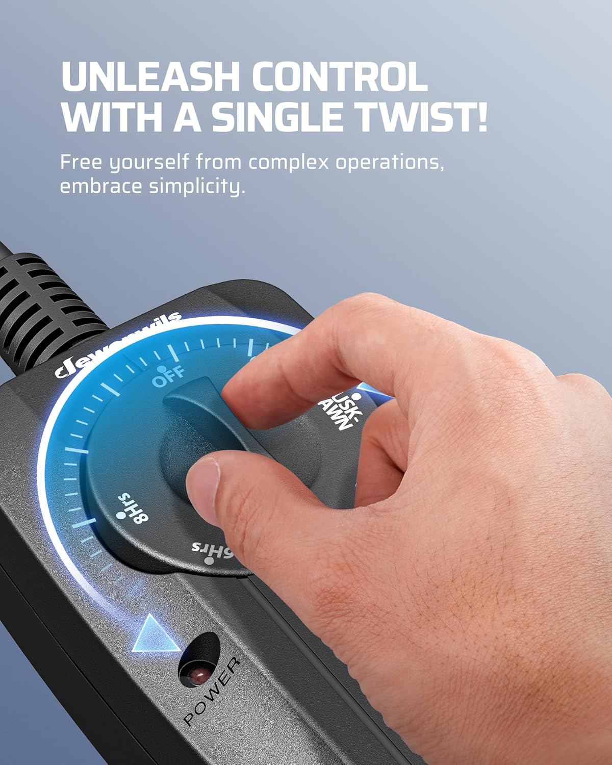 DEWENWILS Outdoor Light Timer Dusk to Dawn, Weatherproof, Plug in Timer for Garden Christmas String Light, 10A, UL Listed, 2 Pack