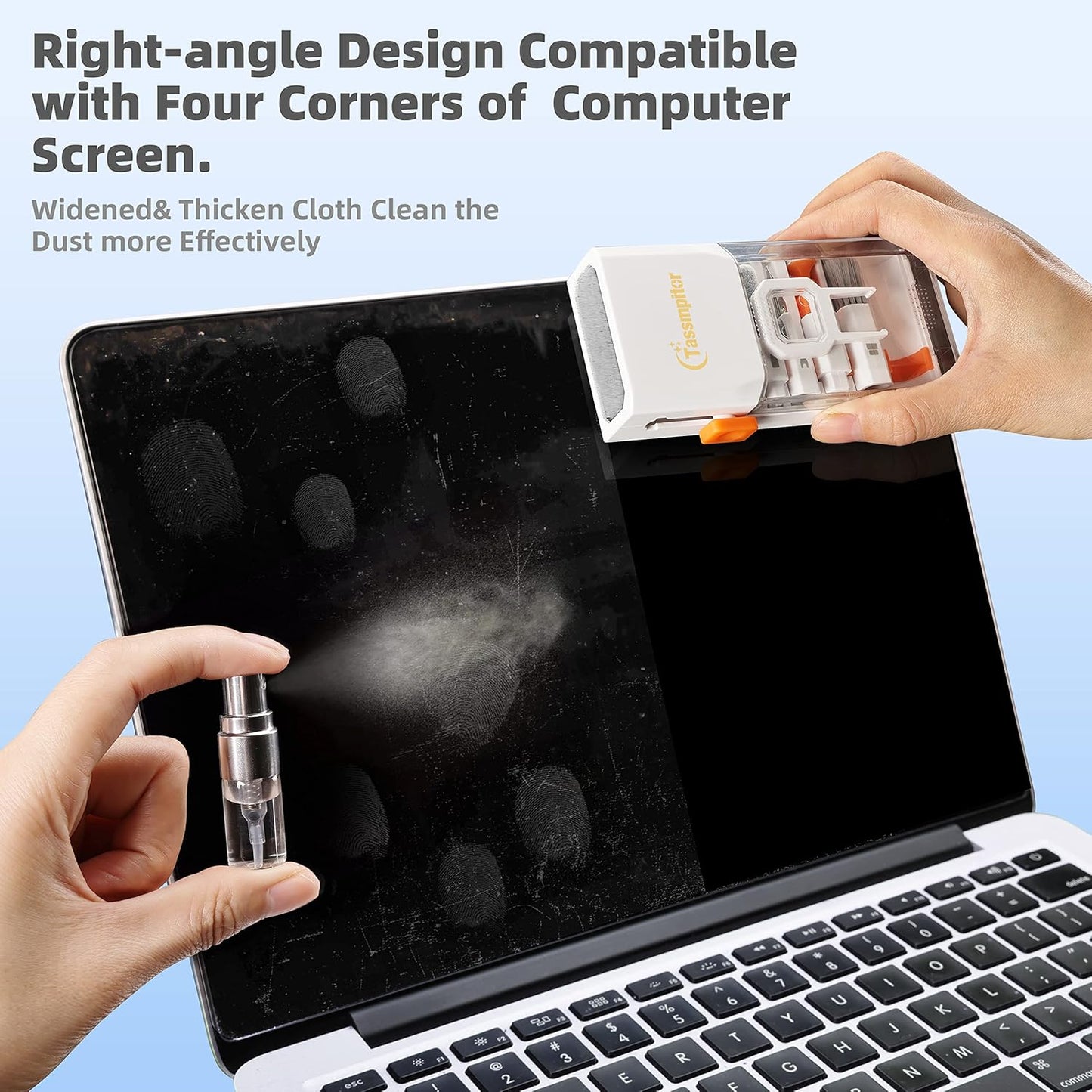 Laptop Cleaning Kit, All in 1 Keyboard Cleaning kit for MacBook iPad iPhone, Compact Keyboard Cleaner with Brush and Spray for Tablet, Airpods, Earbud, Computer Screen, PC Monitor, White