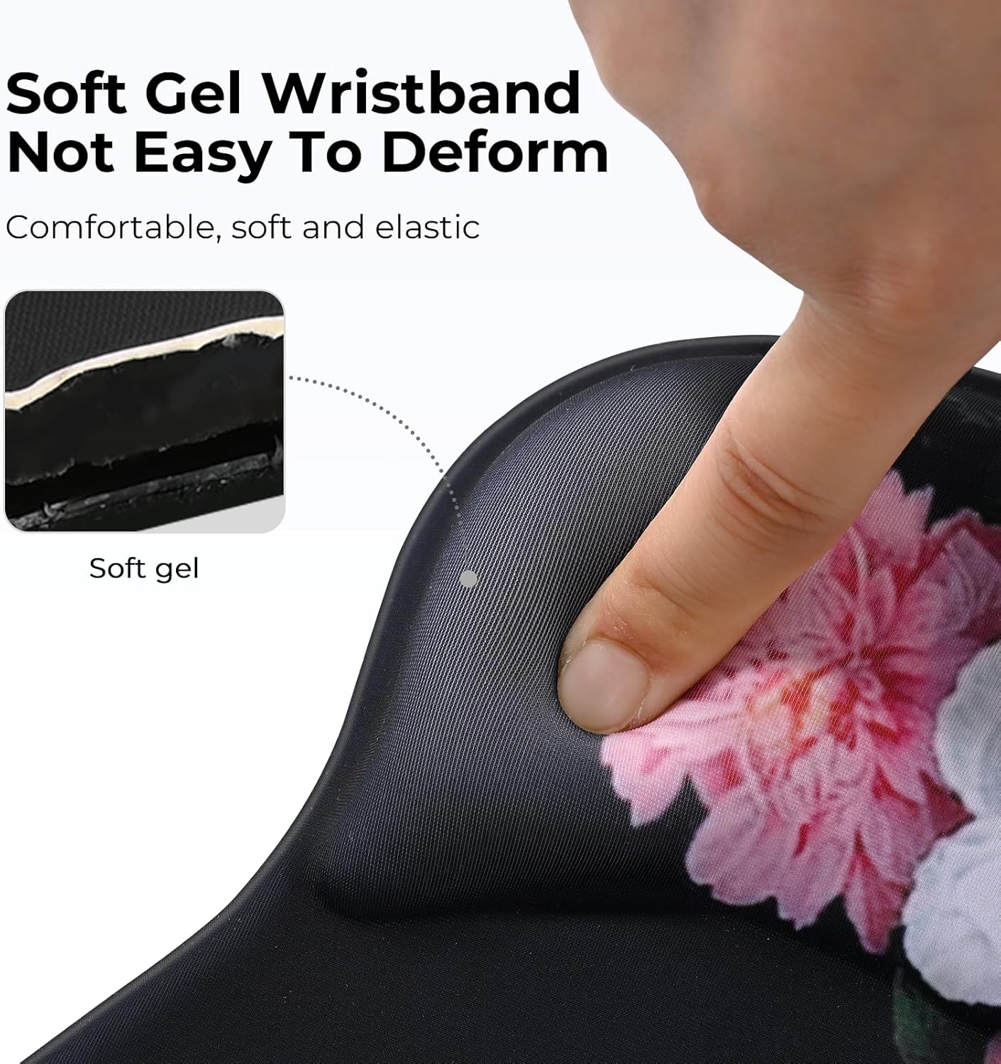 EooCoo Ergonomic Mouse Pad with Gel Wrist Rest Support Middle Concave Design, Relieve Wrist Pain Mousepad, Non-Slip Base for Laptop, Computer, Office Desk Accessories, Carpal Tunnel Syndrome