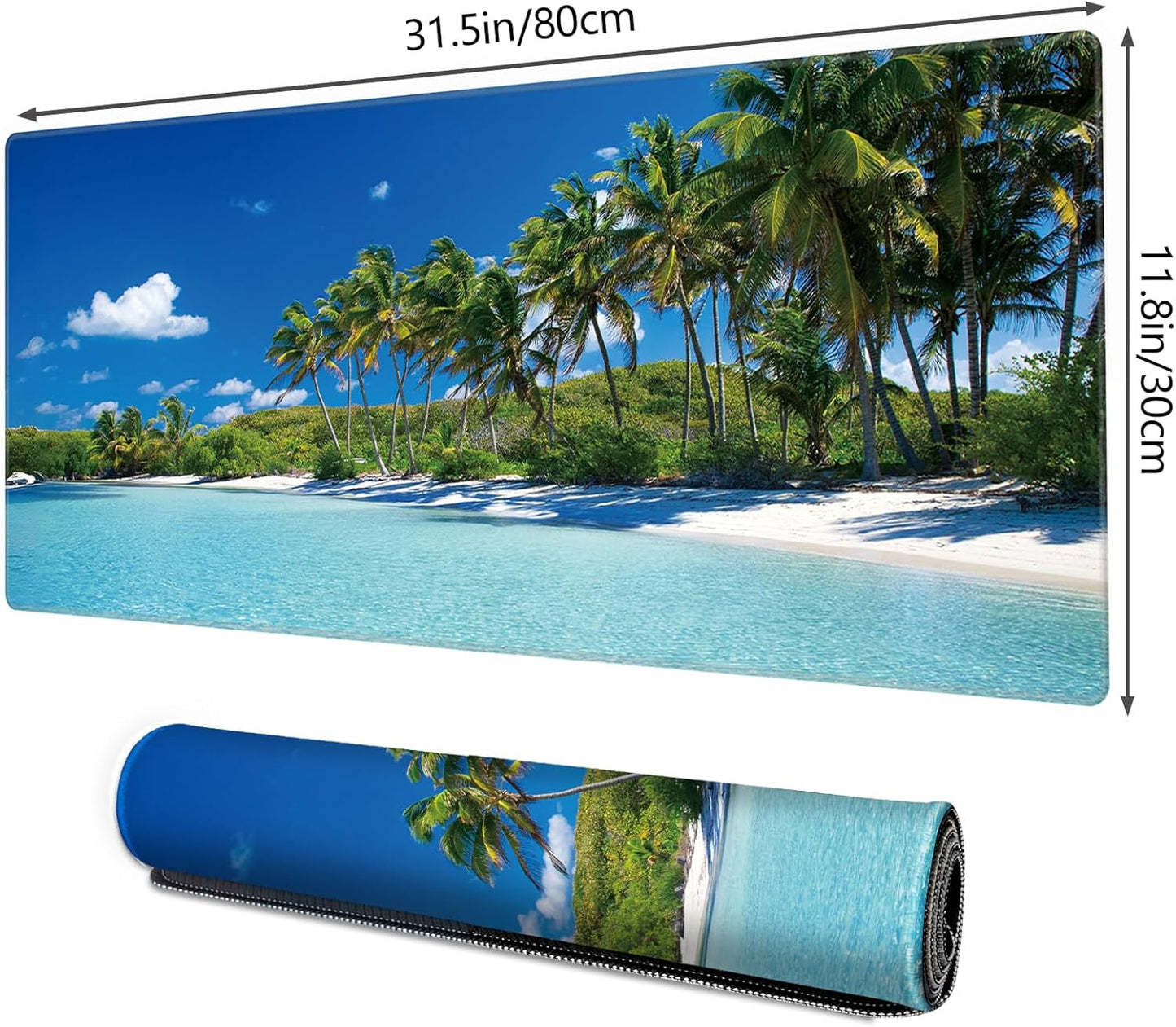 Galdas Gaming Mouse Pad XXL XL Large Long Extended Big Mousepad Non-Slip Rubber Keyboard Mouse Pad with Stitched Edges for Laptop Home Office (31.5x11.8x0.08 Inch) … (Beach 2025)