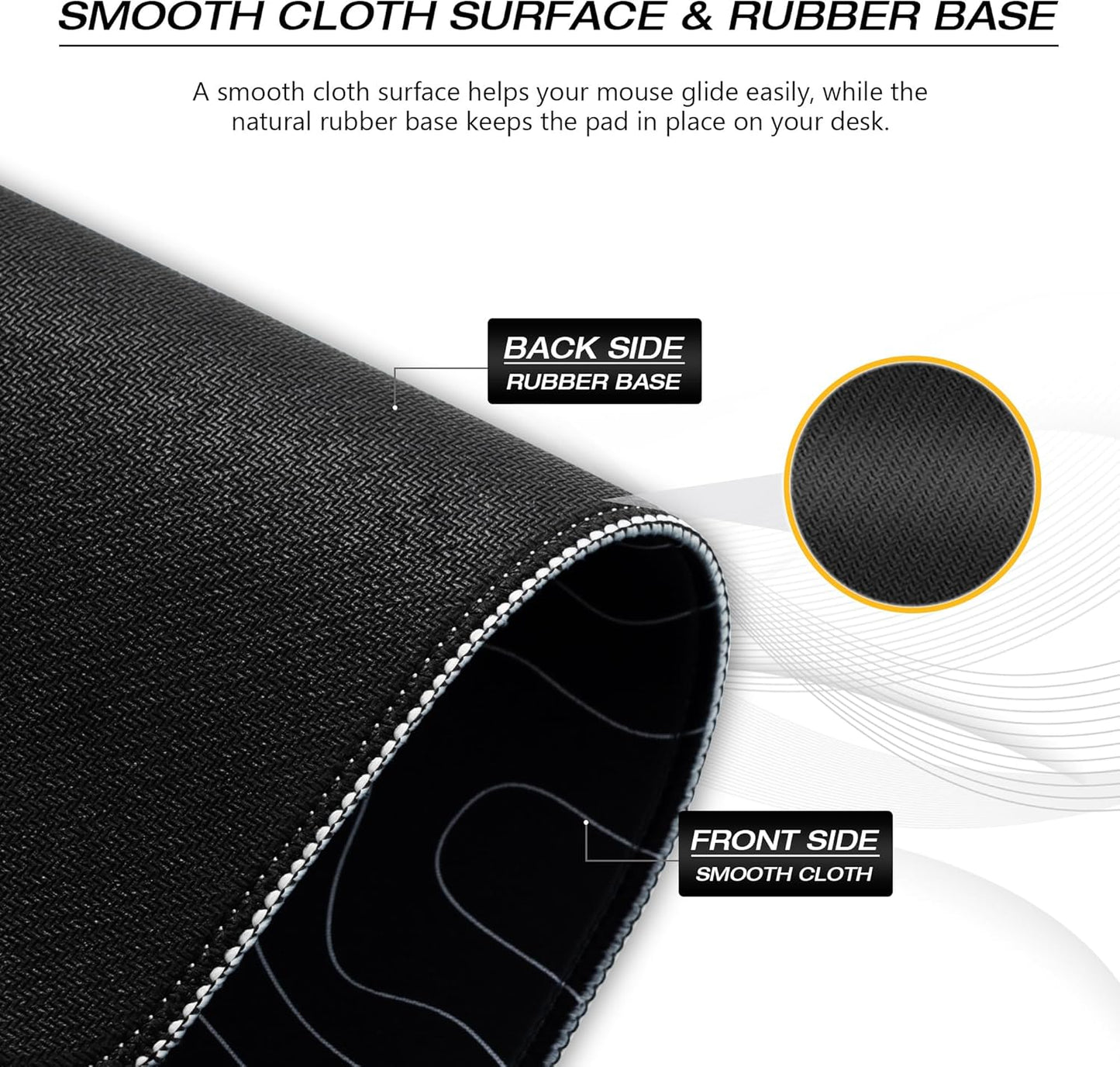 XVX Black and White Topographic Mousepad, XXLarge Gaming Mouse Pad for Desk 35.4x15.7 Inch,Waterproof Desk Pad with Non-Slip Rubber Base Mice Pad,Keyboard Mat Computer Game Mouse Mat