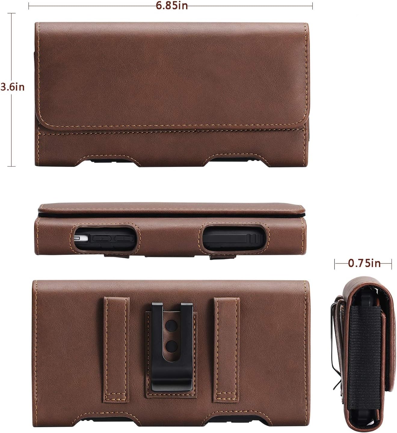 BECPLT Leather Galaxy S24 Ultra/Plus Holster Case with Belt Clip, ID Card Holder, Compatible with Galaxy S23+, Note 10+, S20+, A71, Note 9, 8, LG Stylo 5 (Brown)
