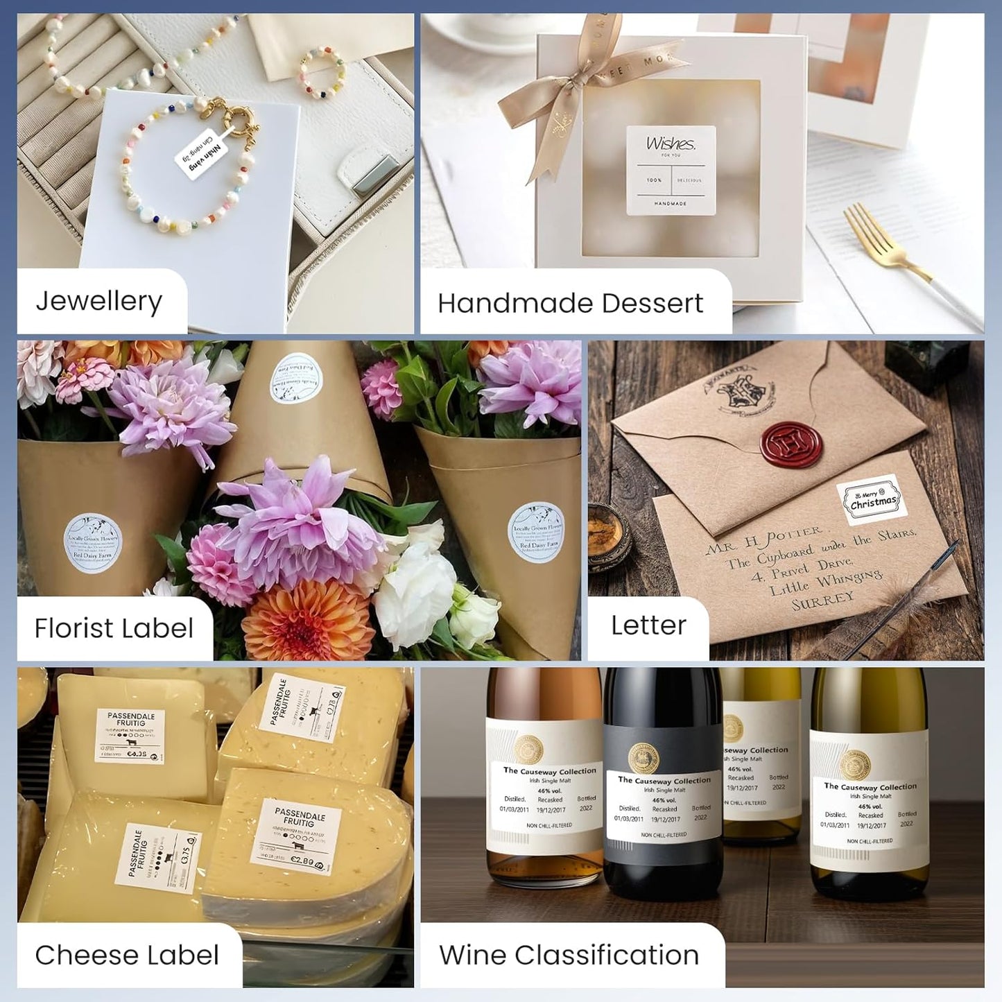 CLABEL Thermal Label Maker Machine: 221B Bluetooth Label Maker Machine with Tape Mini Sticker Printer Barcode Printer Compatible with Smartphone with 3 Roll 40x30mm,50x30mm,50x80mm Label (Black)