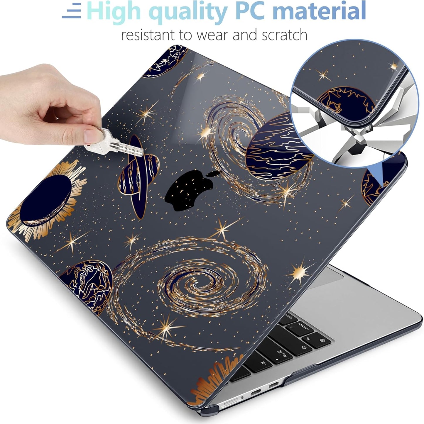 MEEgoodo Case for M4/M3/M2 MacBook Air 13.6 inch Case 2025 2024 2022, Fit Model A3240/A3113/A2681, Laptop Hard Shell with Keyboard Cover Compatible with MacBook Air 13 inch, Planets & Galaxies