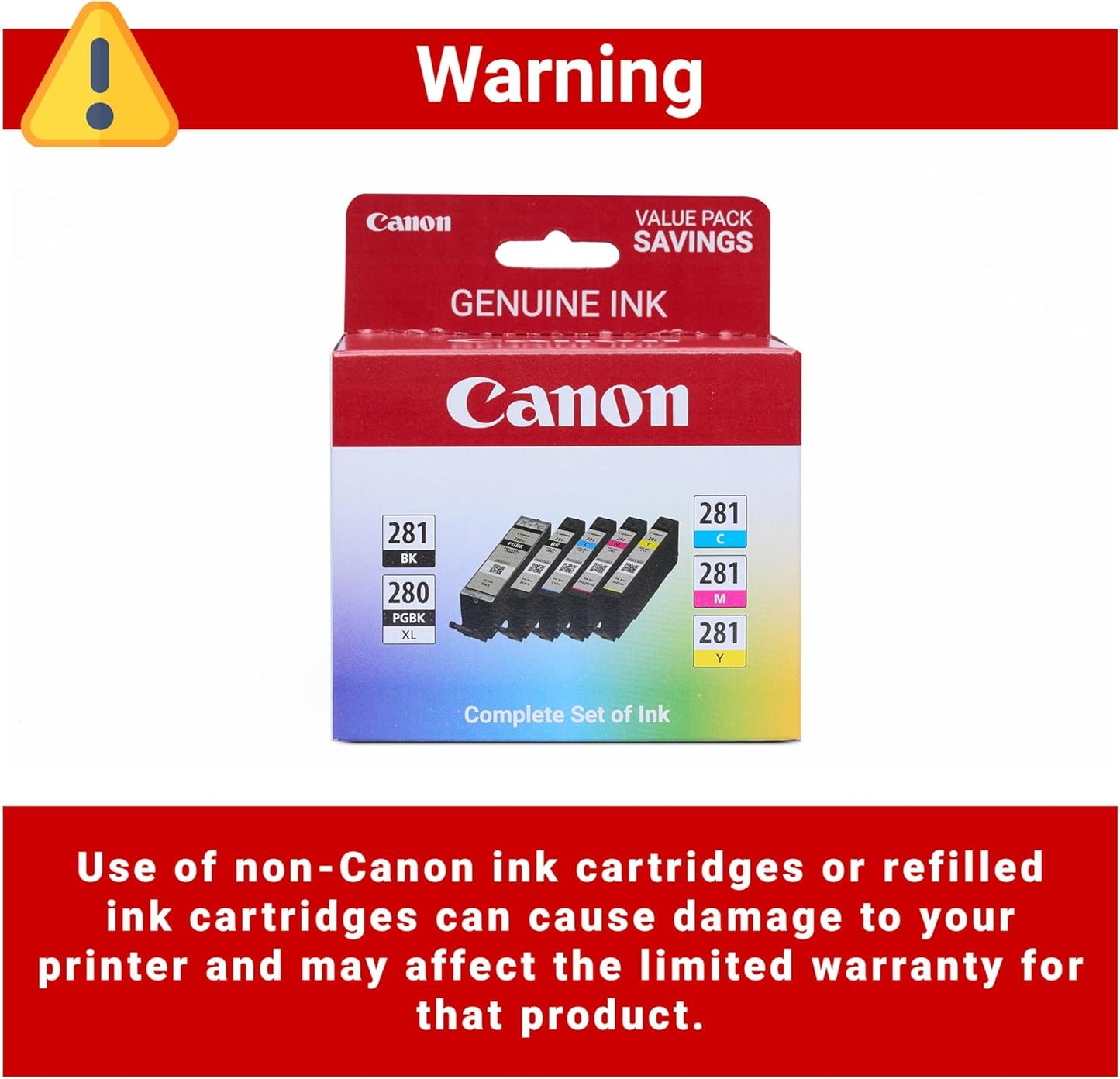 Canon PGI-280XL/CLI-281 5 Color Pack Compatible to TR8520, TR7520, TS9120 Series,TS8120 Series, TS6120 Series