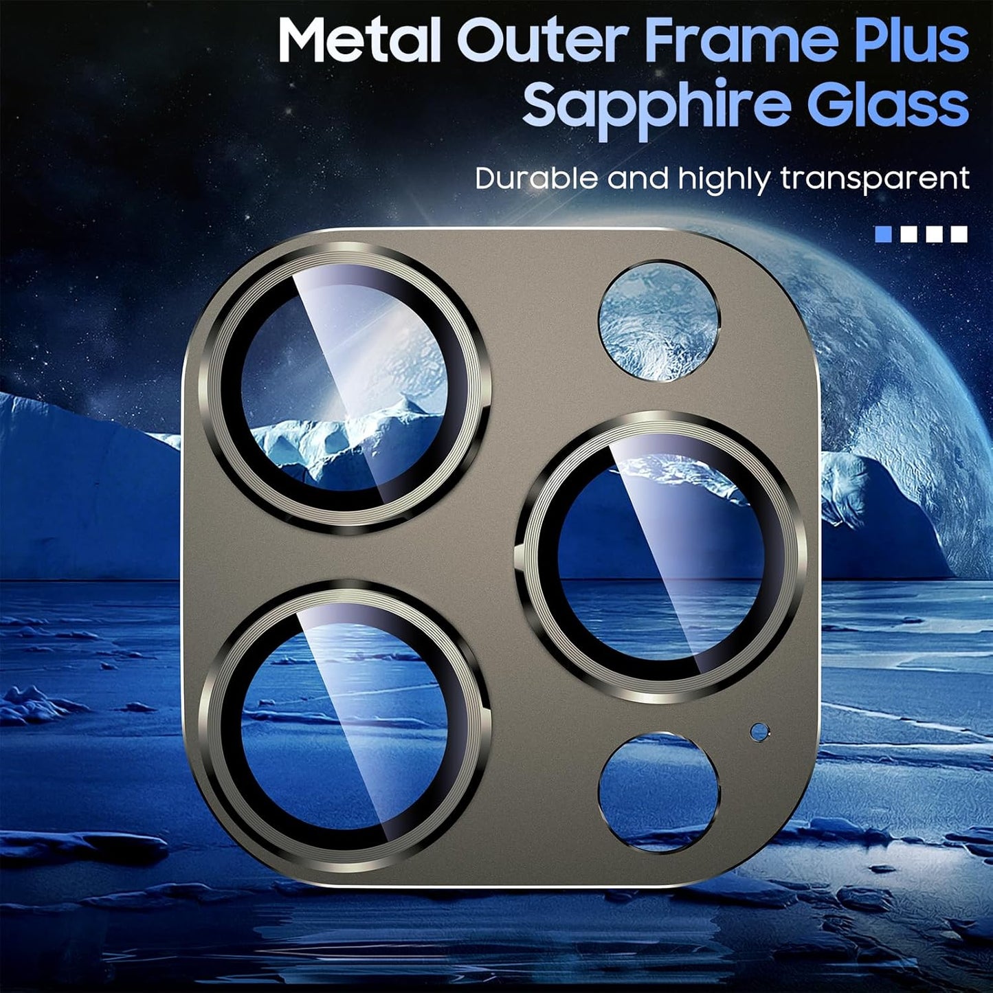 Uyiton Compatible with iPhone 15 Pro/iPhone 15 Pro Max Camera Lens Protector, [Not Easy to Break][Strong Adsorption][Case-Friendly] Metal Tempered Glass Rear Camera Screen Cover - Natural Titanium