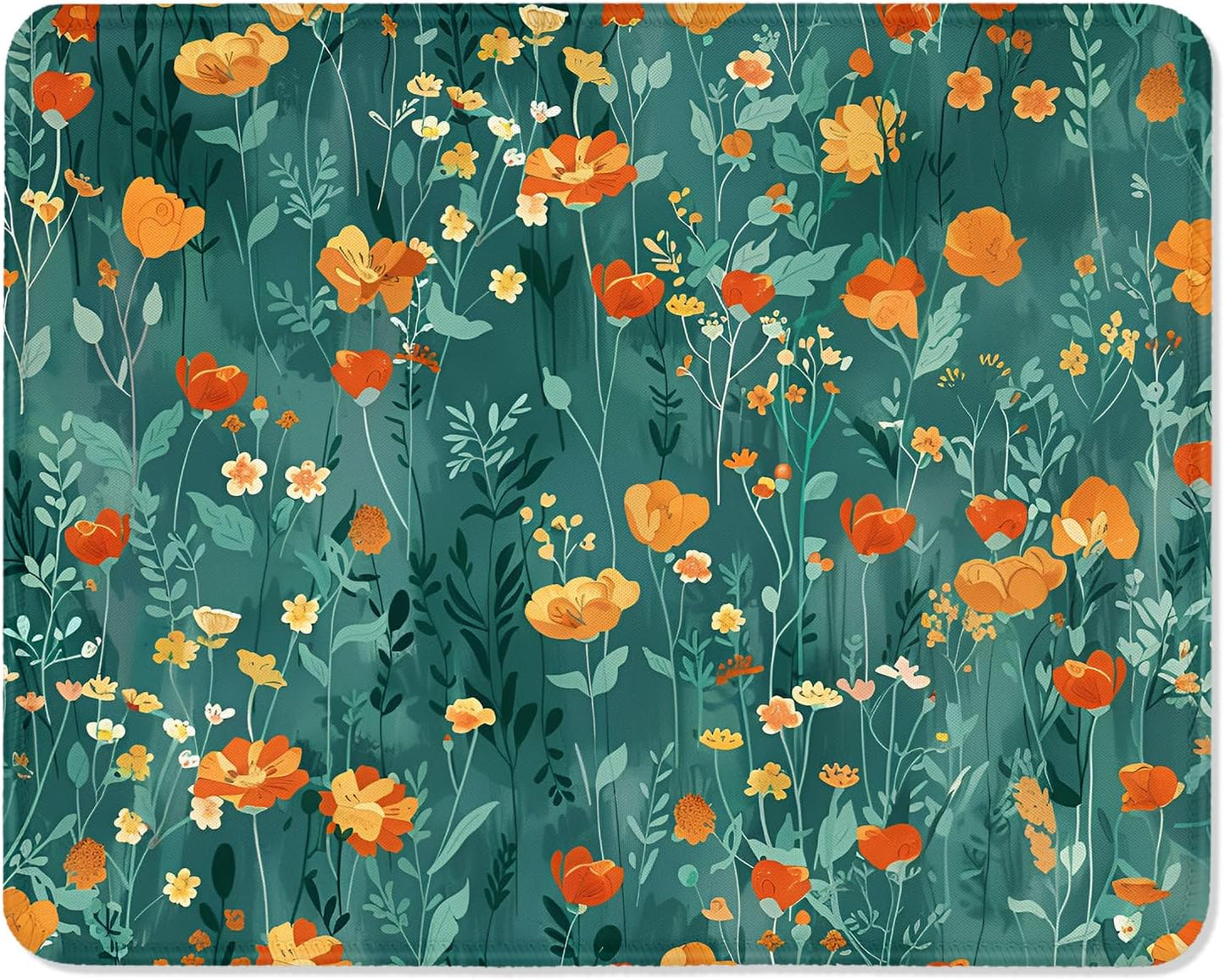 ITNRSIIET Mouse Pad with Stitched Edge Premium Textured Smooth Precise Operation Waterproof Washable Non-Slip Rubber Base Desktop Protection Mat, 10.2×8.3×0.12 inches, Beautiful Flowers