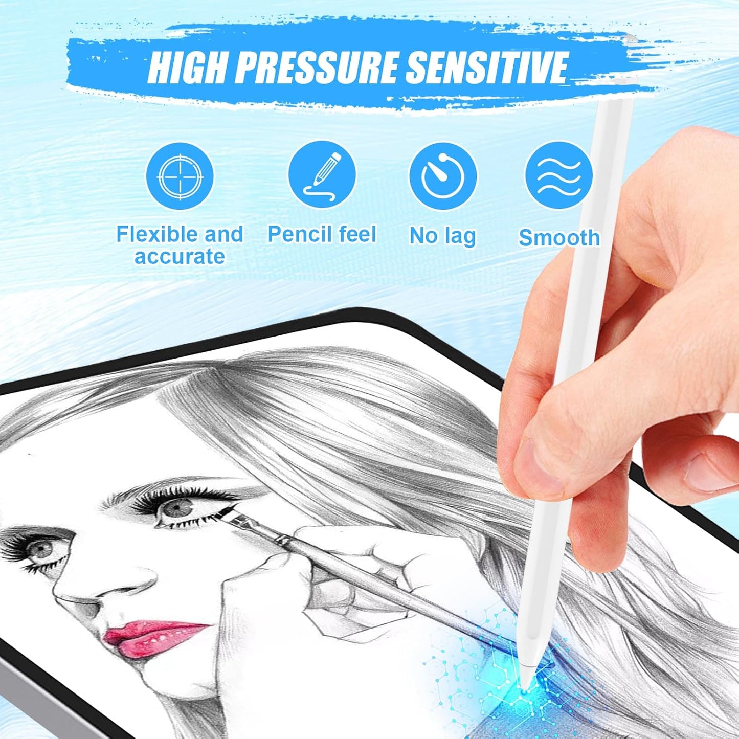 Upgraded iPad Pen Tips fit for Apple Pencil Pro/2nd /1st /USB-C Generation iPad Pro Air Mini Pencil,0.78mm No Wear Out Metal Fine Point Accurate Increasing Pencil Nibs, Write Like A Real Pen,White