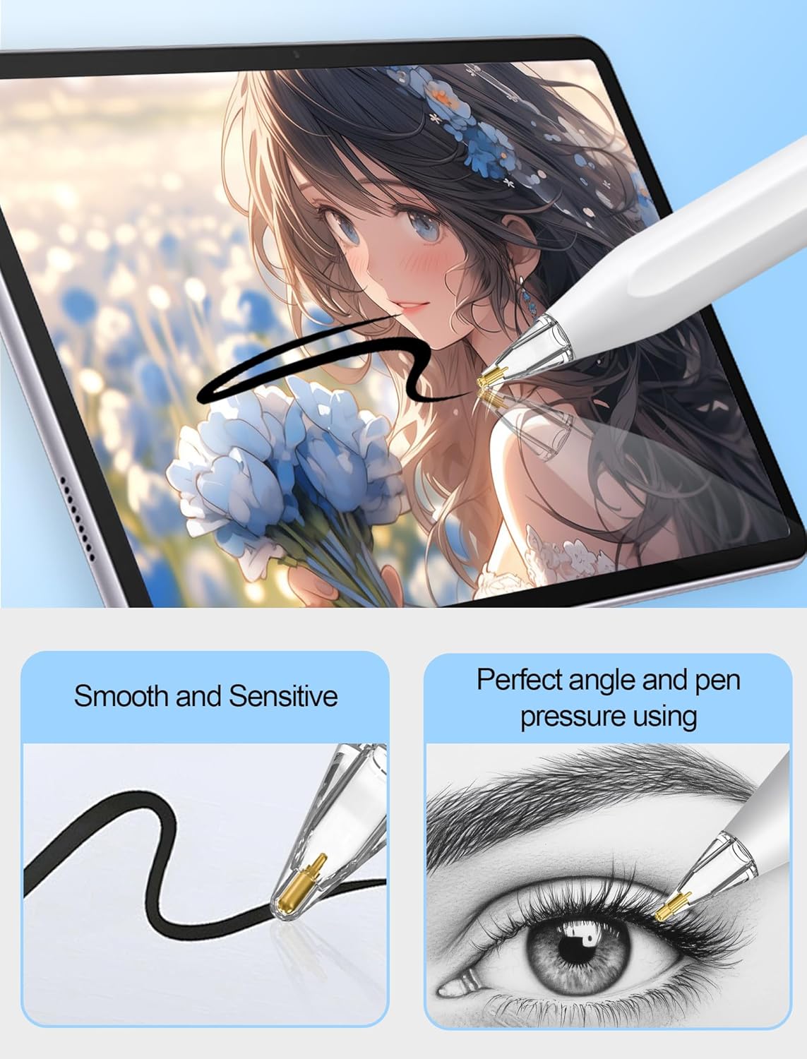 Replacement Pencil Tips for Apple Pencil Pro - 8 Pack Fine Point Metal Tip for Apple Pencil 2nd Generation and 1st Generation