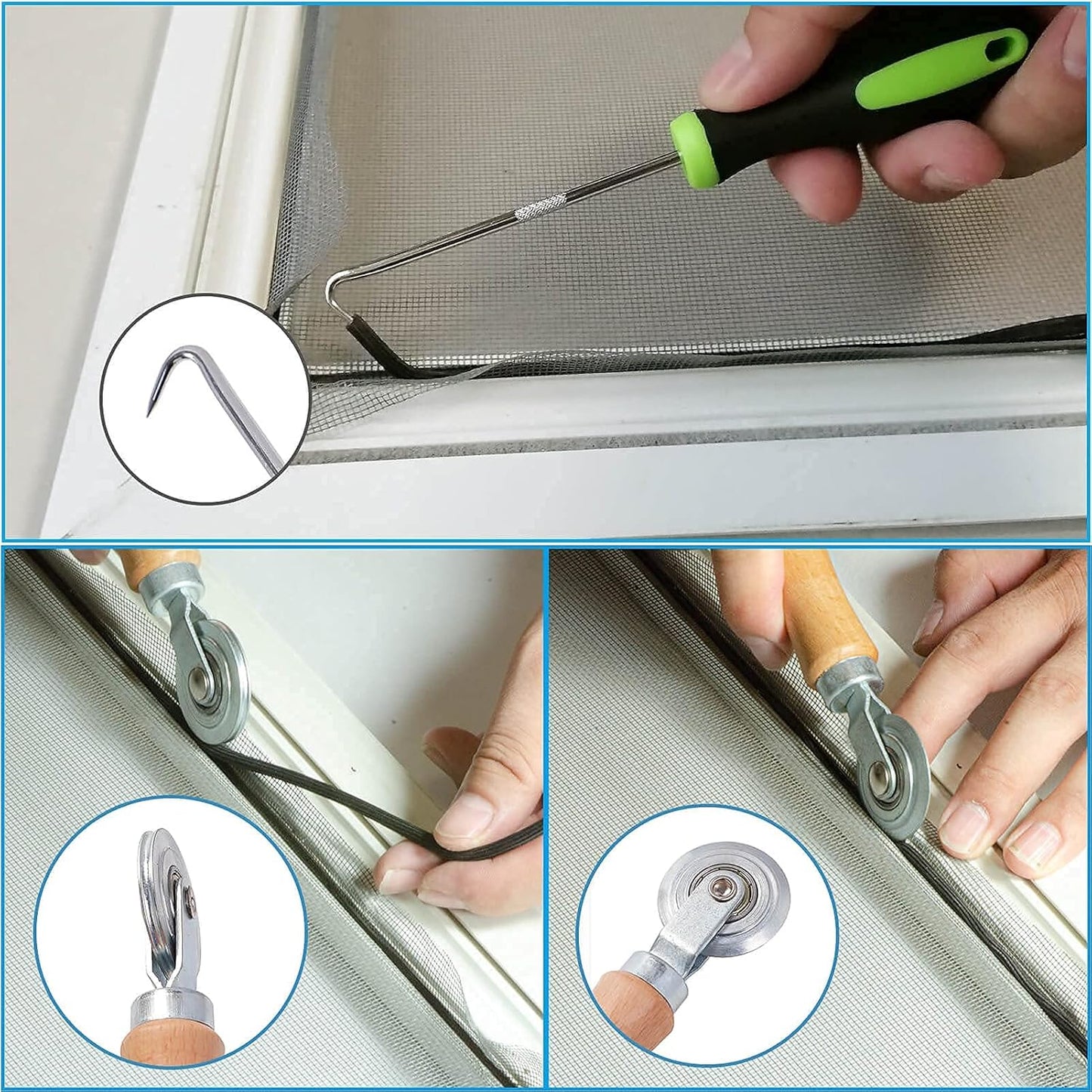 Window Screen Repair Kit - 59" x 106" Screen Door Replacement Fiberglass Screen Mesh with All Screen Tools for Sliding Door and Patio Screen Door Replacement, TOOLTRIZ