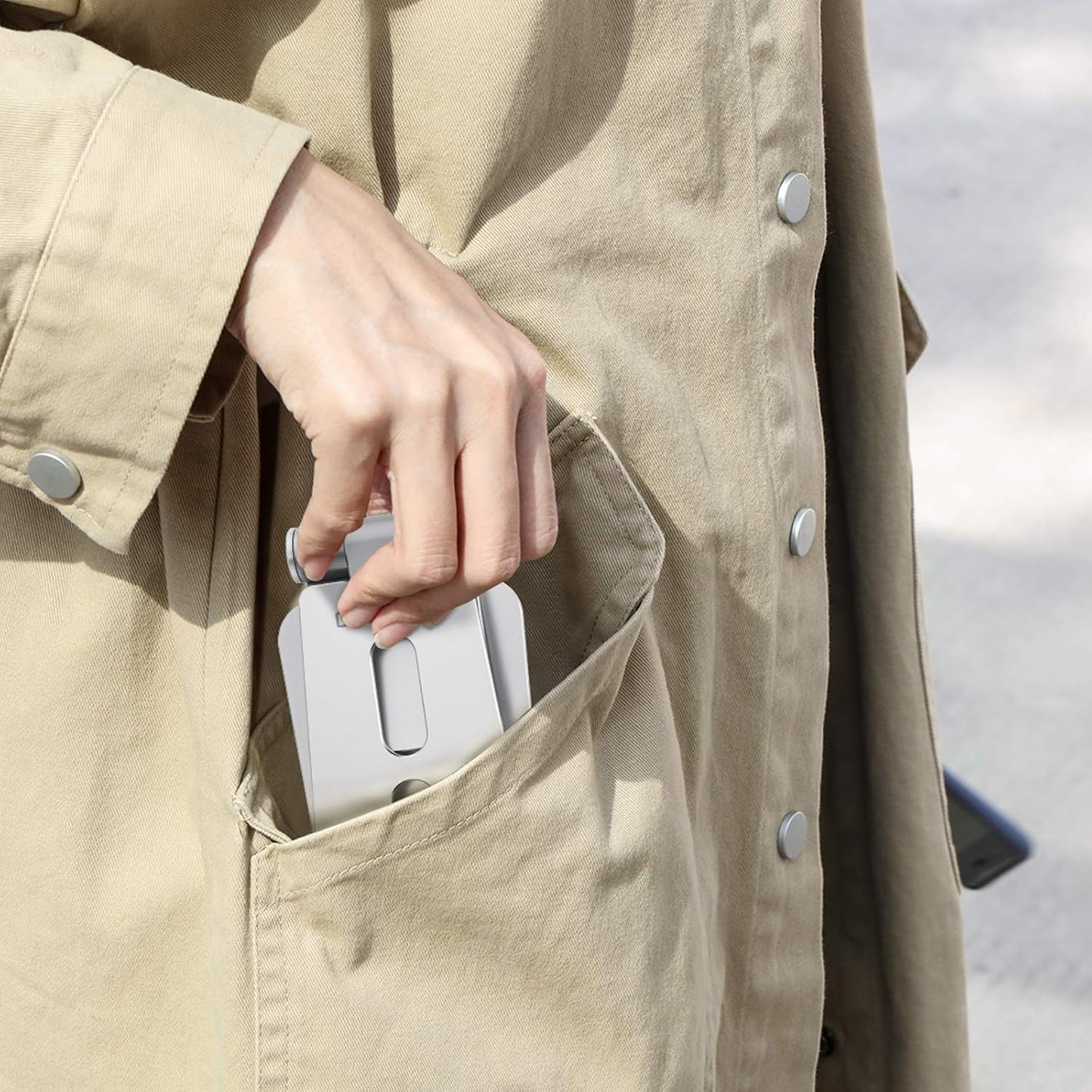 OMOTON Foldable Cell Phone Stand, C4 Portable Aluminum Phone Holder, Adjustable Phone Dock Cradle Compatible with iPhone 16/15/14/13 Pro Max, Samsung Galaxy, Small Tablets, All Smart Phones, Silver