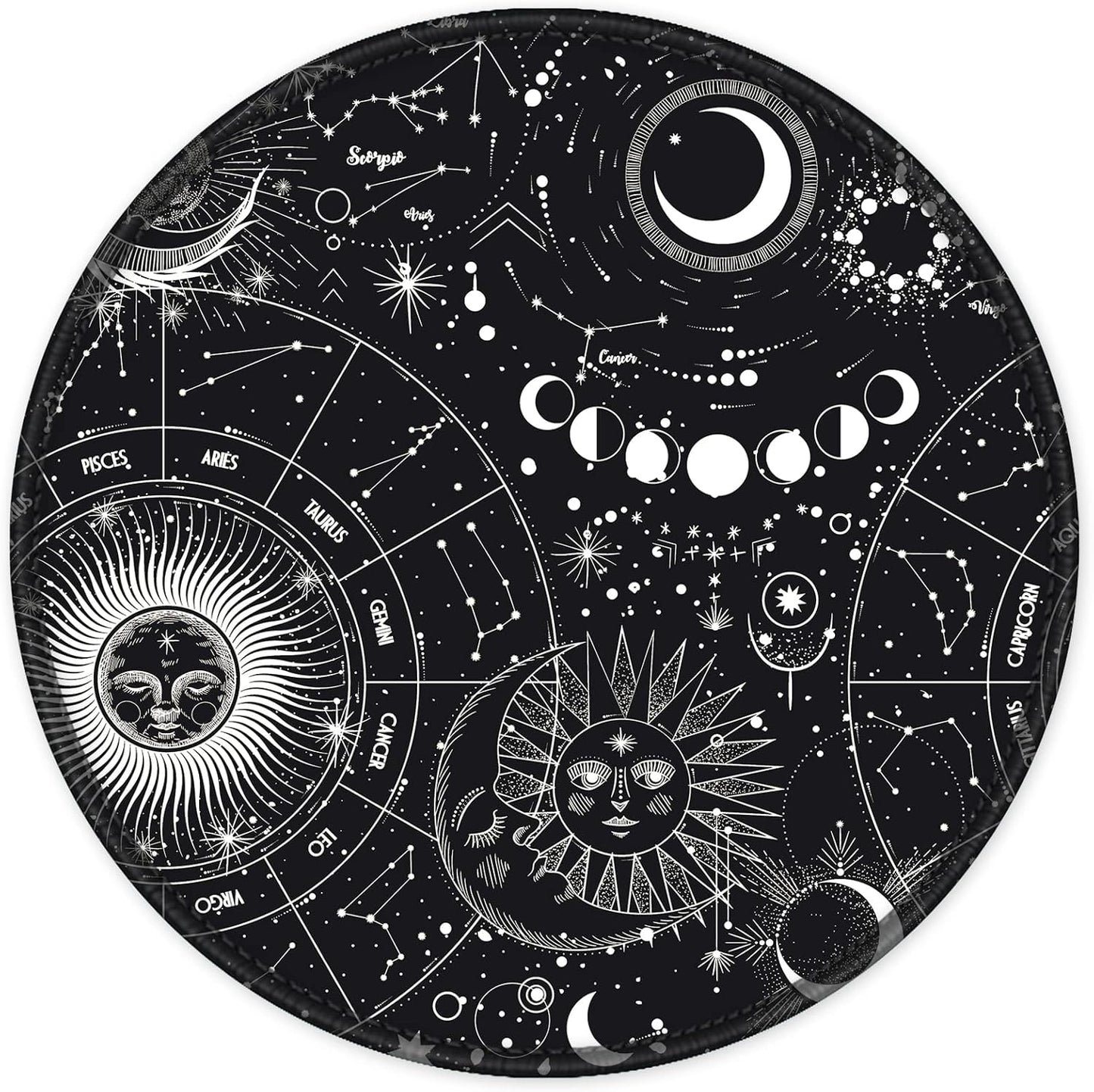 ITNRSIIET Round Mouse Pad with Stitched Edge Premium-Textured Waterproof Non-Slip Rubber Base Desktop Protection Mat Diameter 8.7 inches, Sky Spirit