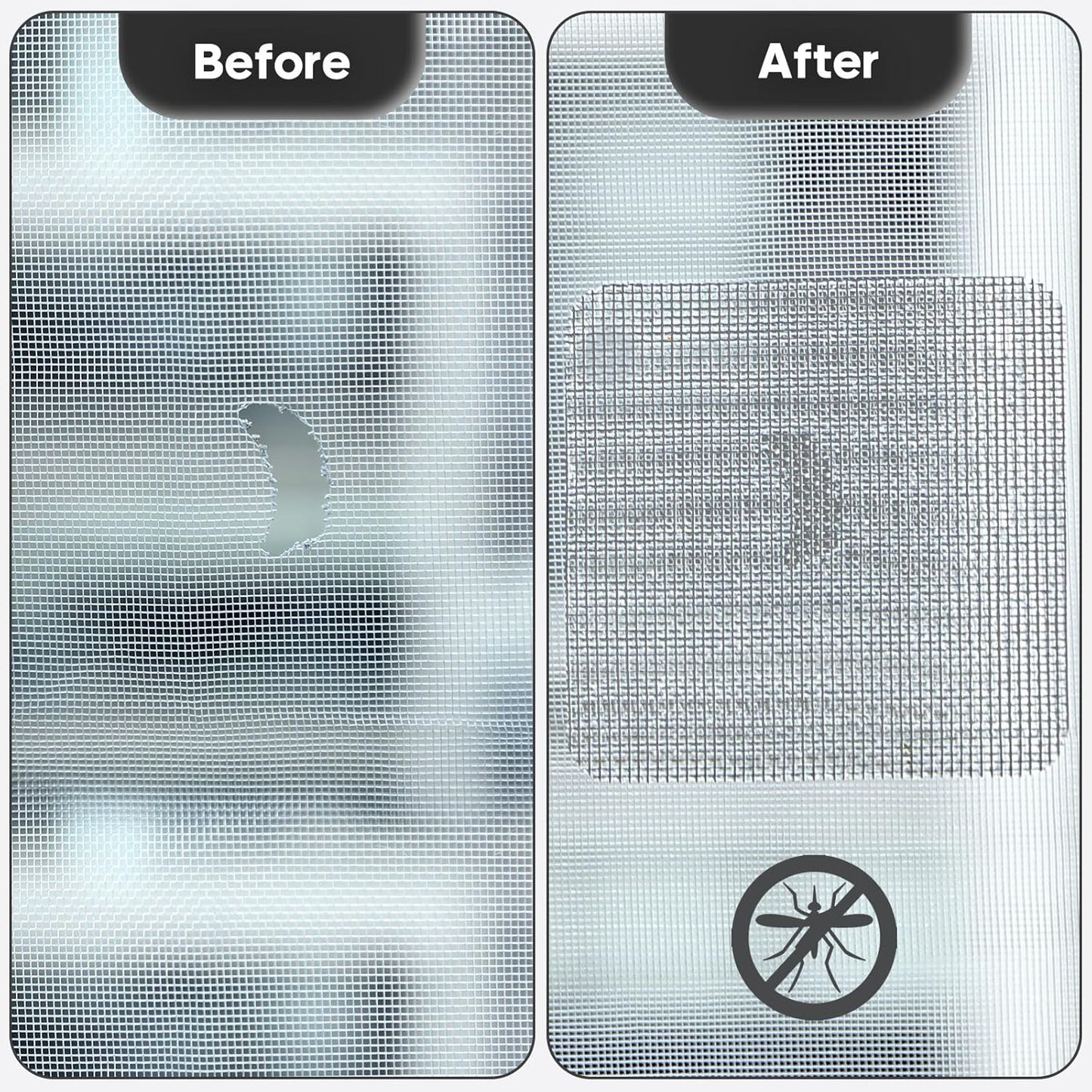 14 Sheets Window Screen Patches Repair Kit, Grey/Black 3 Sizes Window Screen Repair Kit for Mesh Screen Door, Strong Adhesive Fiberglass Quick Screen Repair Tape