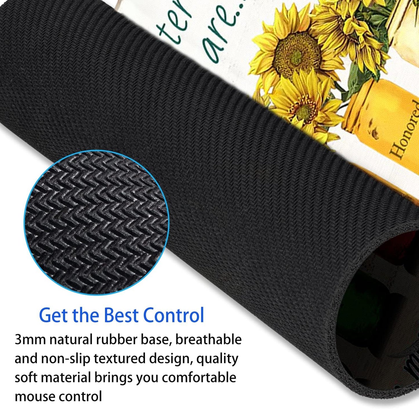 Sunflower and Butterfly Mouse pad Personalized Inspirational Designs Computer Mousepad Office Decoration Accessories Gift Non-Slip Rubber Mouse Pads for Laptop