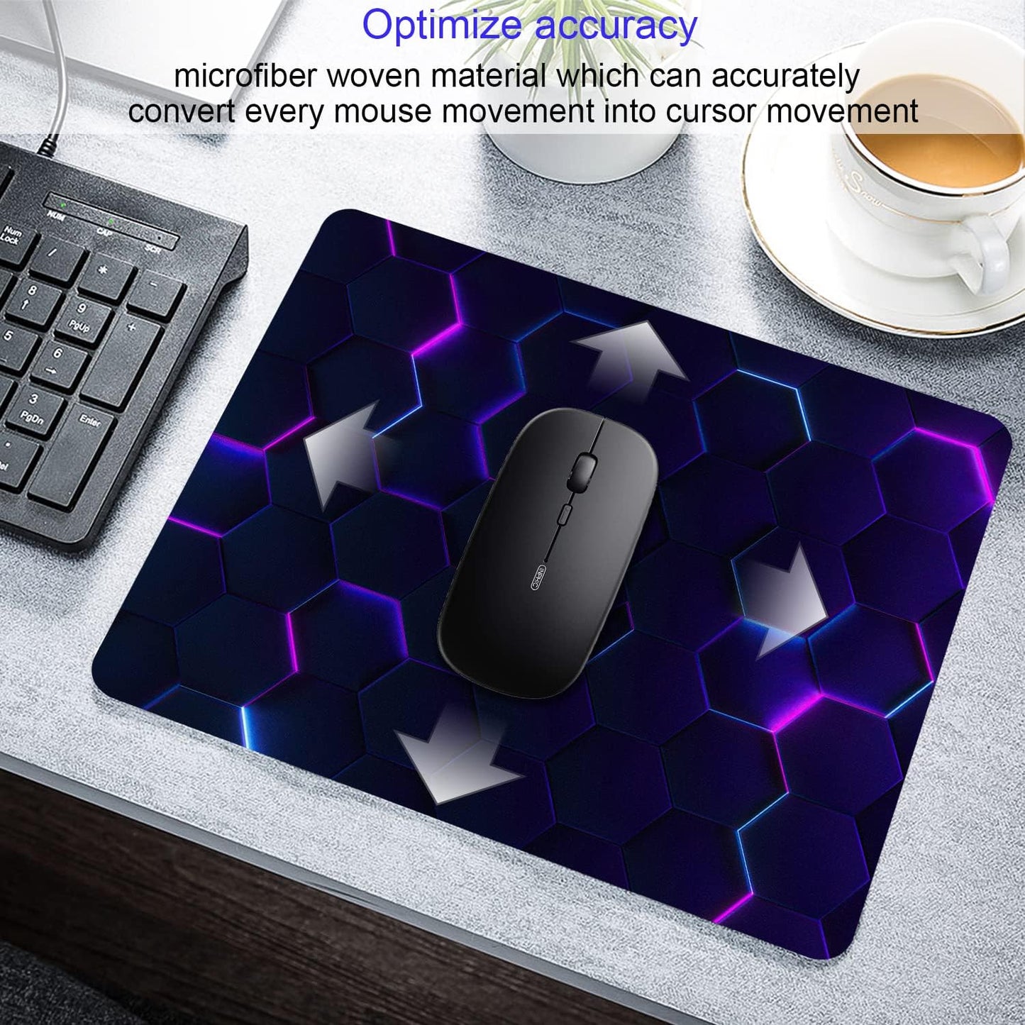 Purple Abstract Art Mouse Pad Personalized Design Computer Laptop Non-Slip Rubber Mouse Pad 9.5x7.9 Inch