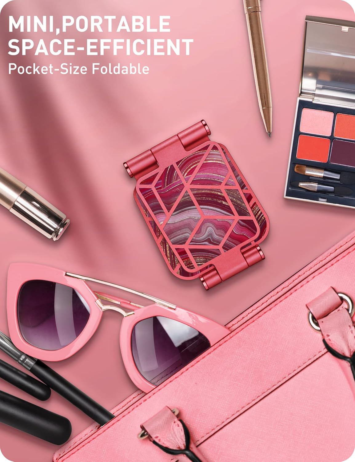 i-Blason Cell Phone Stand for Desk, Cell Phone Holder, Fits All Smart Phones, iPhone 16 15 14 13 Pro Max, Foldable Phone Stand Holder, Red