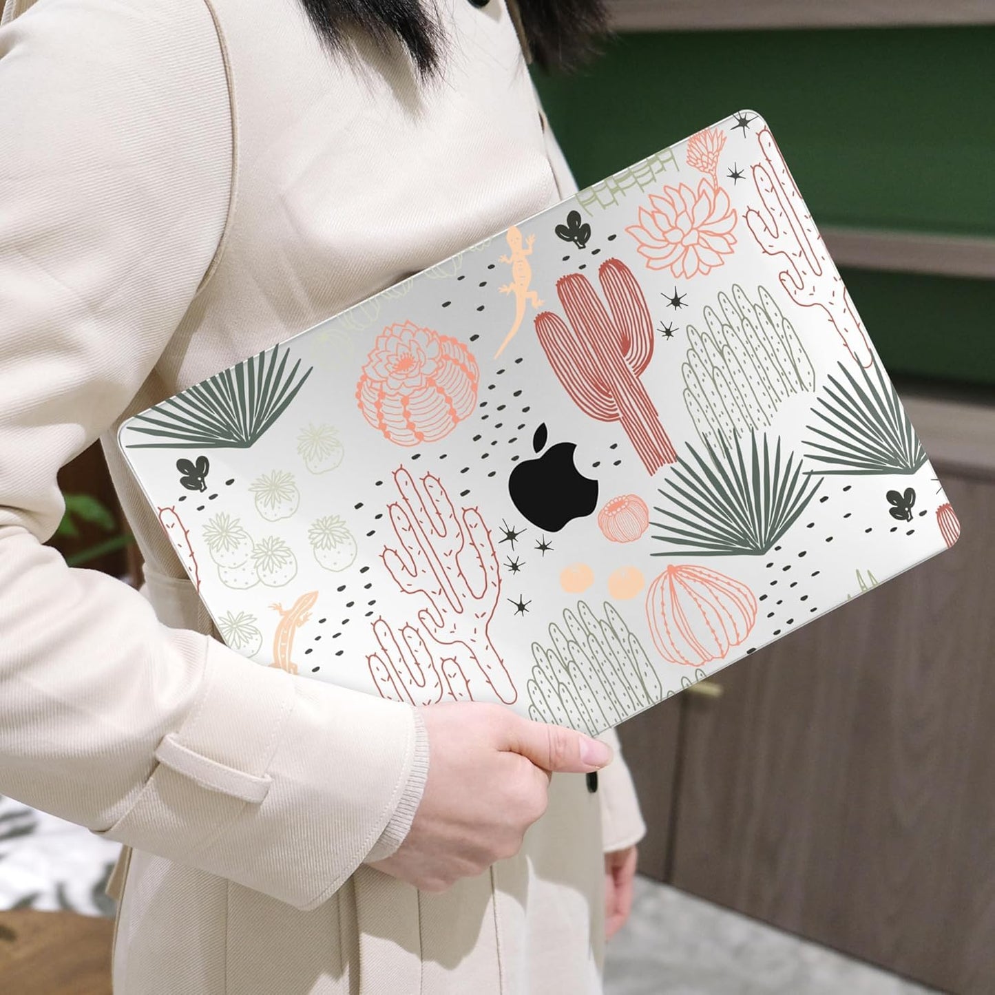 MEEgoodo Case for MacBook Air M4/M3/M2 13.6 inch 2025 2024 2022, Fit Model A3240 A3113 A2681, Compatible with MacBook Air 13 inch, Laptop Hard Shell Case with Keyboard Cover, Cacti