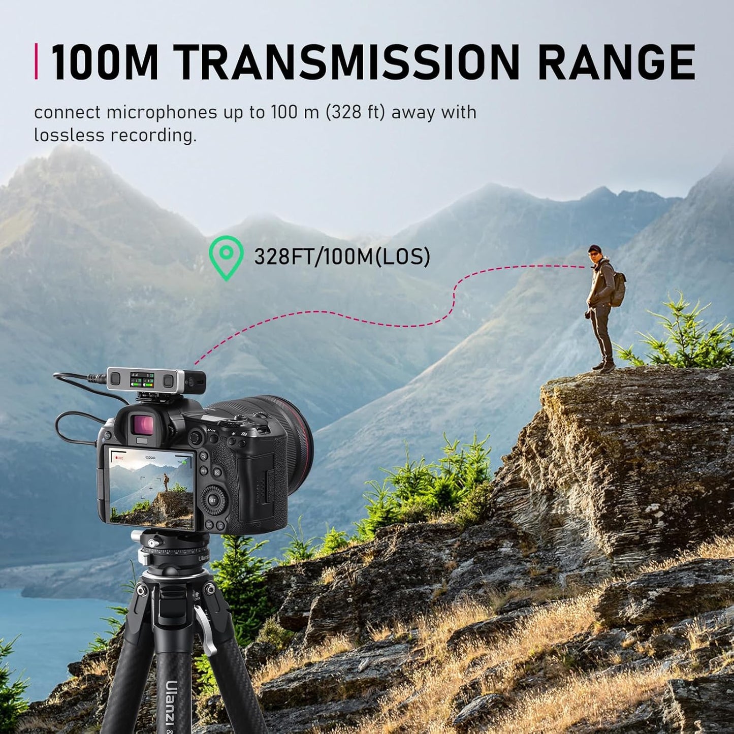 ULANZI AM18 Wireless Lavalier Microphone, Compact Mini Lapel Mic with 200m/656ft Range, Noise Cancellation, 20H Battery for DSLR Cameras, iPhone, Android, Live Streaming, Video