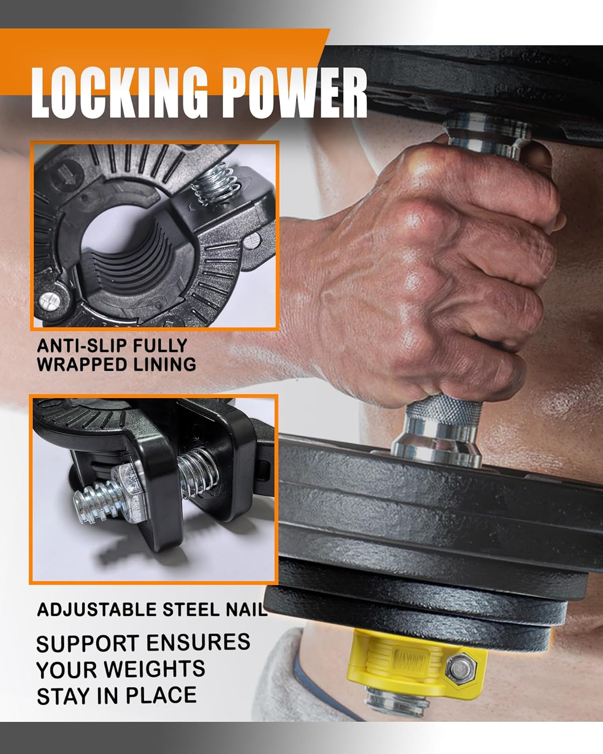 MAXRICH T Barbell Clamp 1 inch Multiple Sizes & Adjustable Weight Clips for Barbell Quick Release Barbell Clips|Barbell Collar Bar Locks for Weight Lifting (Yellow)