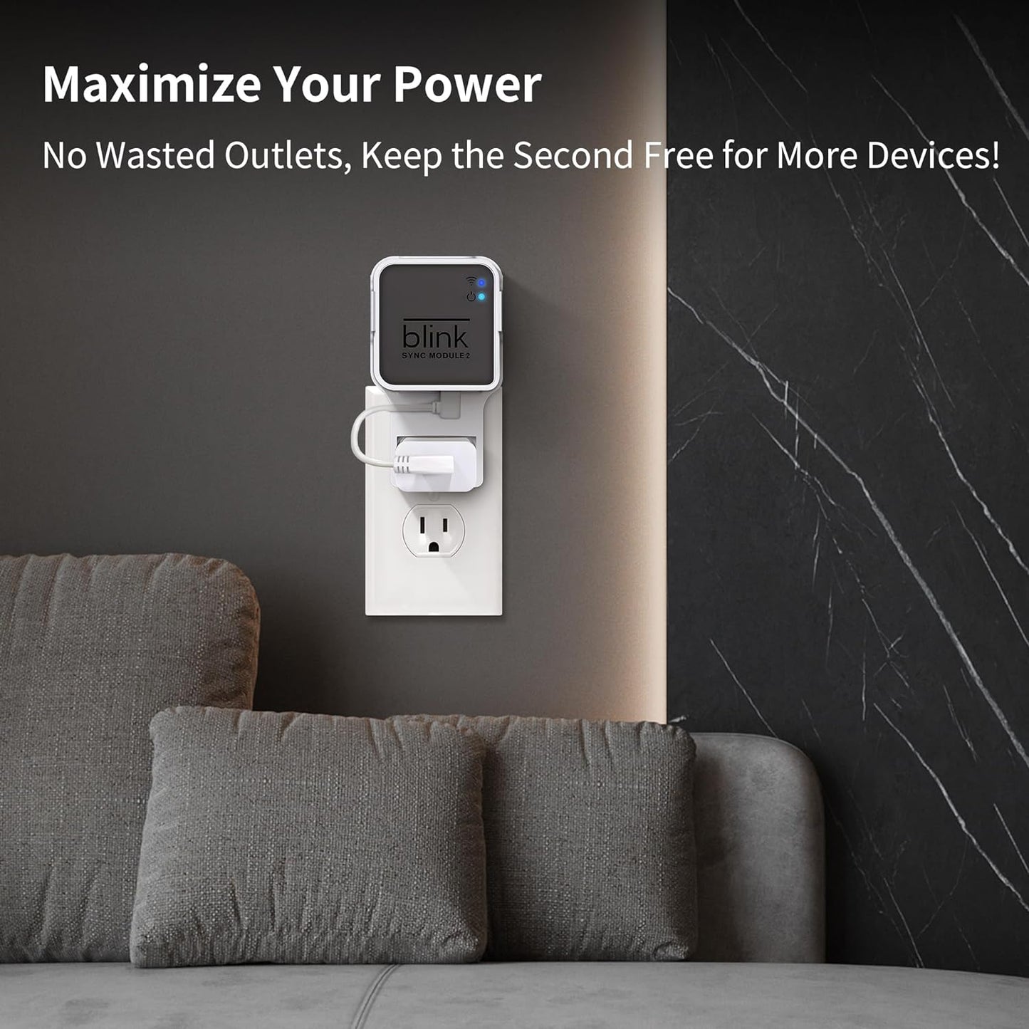 256GB USB Flash Drive & Outlet Wall Mount for Blink Sync Module 2 with Short Cable - Save Space - No Messy Wires - Easy Move Mount Bracket Holder for Blink Outdoor Indoor Security Camera (2 Pack)