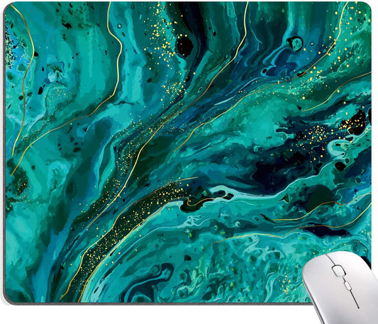 Hokafenle Mouse Pad, Green Marble Mouse Pad Non-Slip Rubber Base Gaming MousePads for Computers Laptop Office, Cute Mouse Pads with Designs for Women, 9.5"x7.9"x0.12" Inch