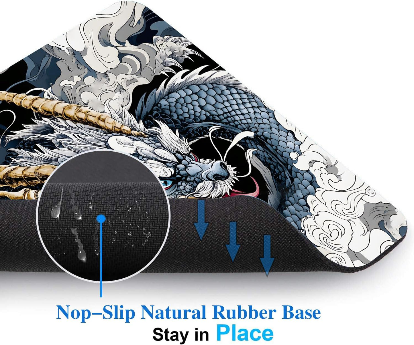 Japanese Anime Dragon Mouse Pads for Desk, Portable Wireless Computer Mouse pad Small Design with Women, Non-Slip Rubber Base Laptop Mousepad 9.5" x 7.9" Smooth Surface for Office & Travel