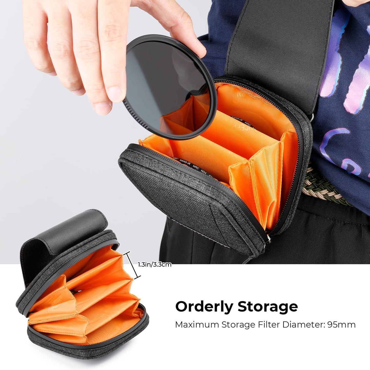 K&F CONCEPT 4 in 1 Basic Model Lens Filter Pouch Up to 95mm solar filter Pouch Case Camera Lens Filter Storage Wallet for ND UV CPL Filter Waterproof Filter Case