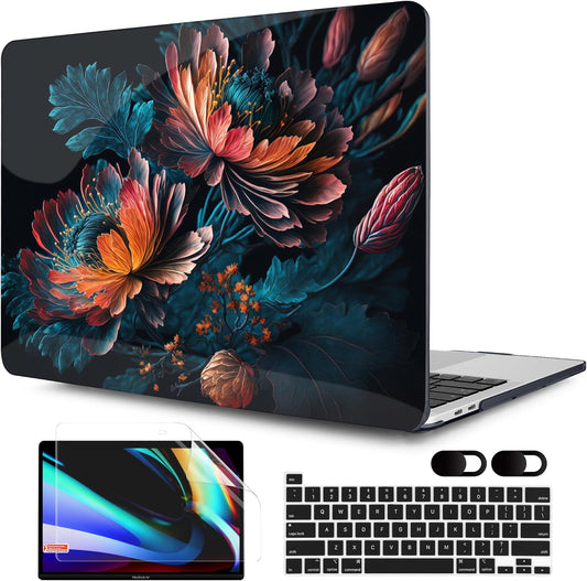 MEEgoodo Case for MacBook Pro 13 inch 2022 2021 2020 New A2338 M2/M1 A2251 A2289, Laptop Hard Shell Cases with Keyboard & Camera Cover Compatible Case, Bunch Flowers (A2338/A2251/A2289)