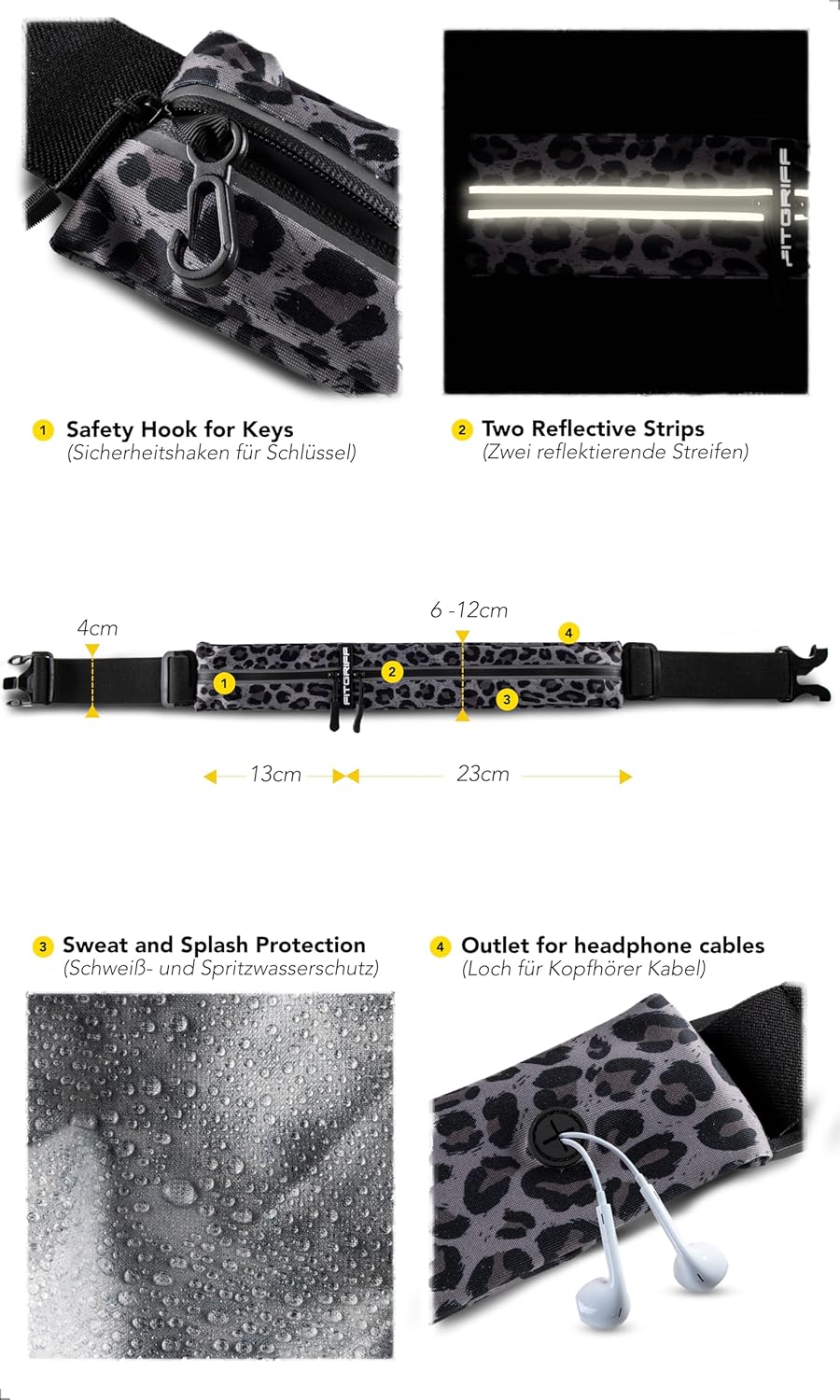 Fitgriff® Running Belt for Men & Women - Secure Jogging Pouch for Phone, Keys & Essentials - For All Cell Phones