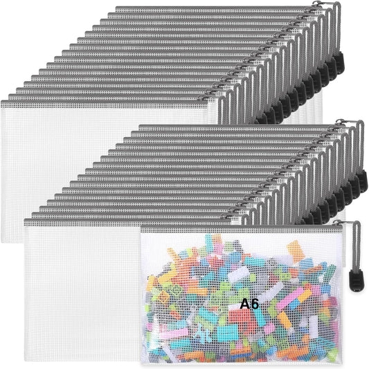 Jetec 32 Pcs Mesh Zipper Bags Toy Storage Bikini Organizer Bag Bolsas Para Guardar Trajes De Baño Waterproof Zipper Reusable Pouch Puzzle Multipurpose for Storage Office(Grey,7.5 x 5 Inch)