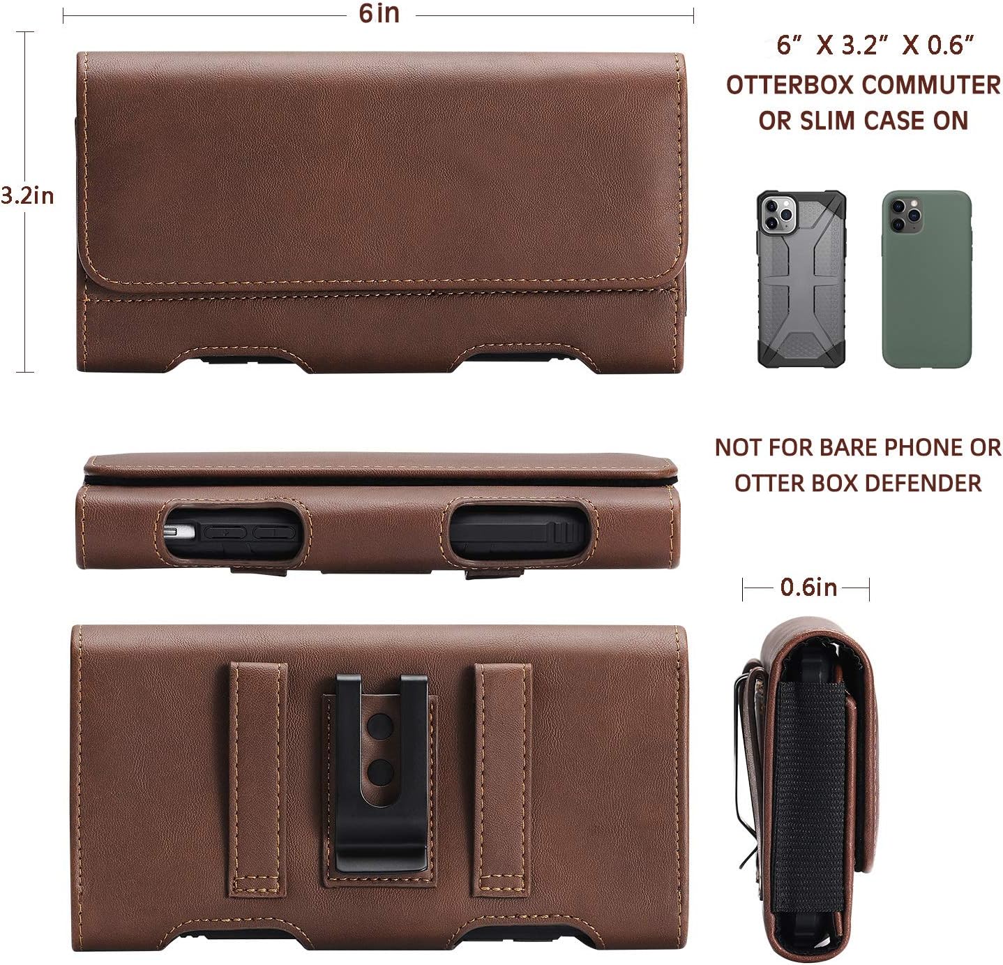 BECPLT for iPhone 17 Pro 17/16/15/14/13/12/11 Pro Holster Case Leather Pouch Case Holster with Belt Clip & Belt Loops with Card Holder for Galaxy S25 S24 S23 S22 S21 5G -Brown