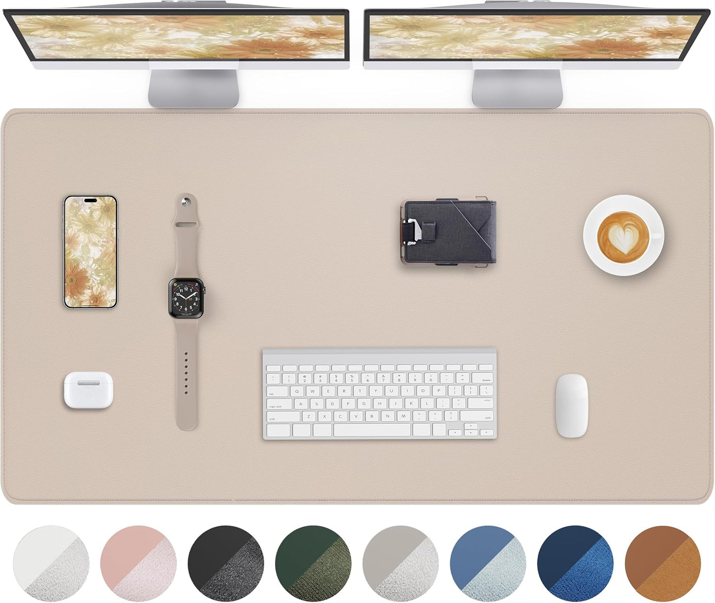 Extra Large Desk Mat - 48"x 24" Non-Slip Desk Pad for Office and Home - Ideal for Large Mouse Pad and Desk Mats on Top of Desks(Beige)