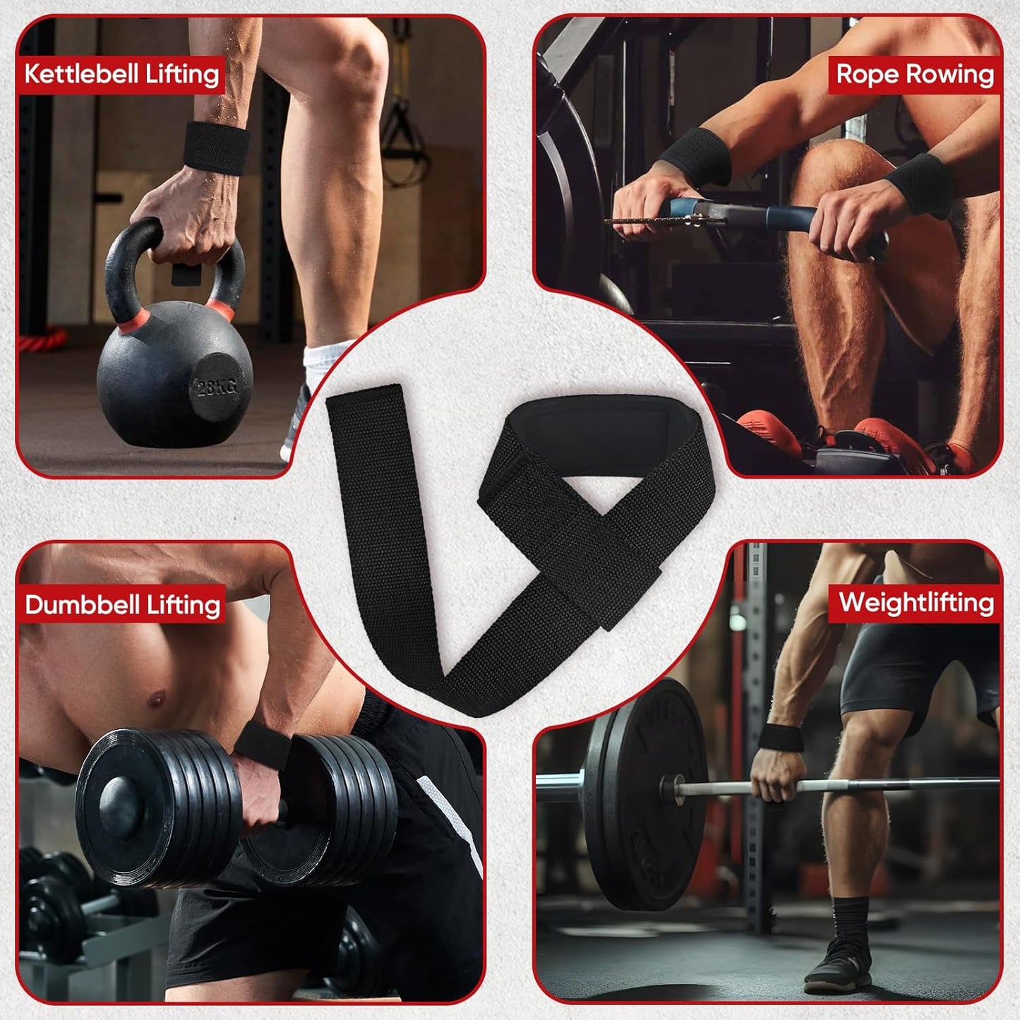 FitBeast Aluminum Exercise Handles & Lifting Straps Set - Replacement Gym Handles for Cables Machine, Pulley System, Strength Trainer, Pull Down Workout Handles, Pilates, Home Gym Cable Attachments