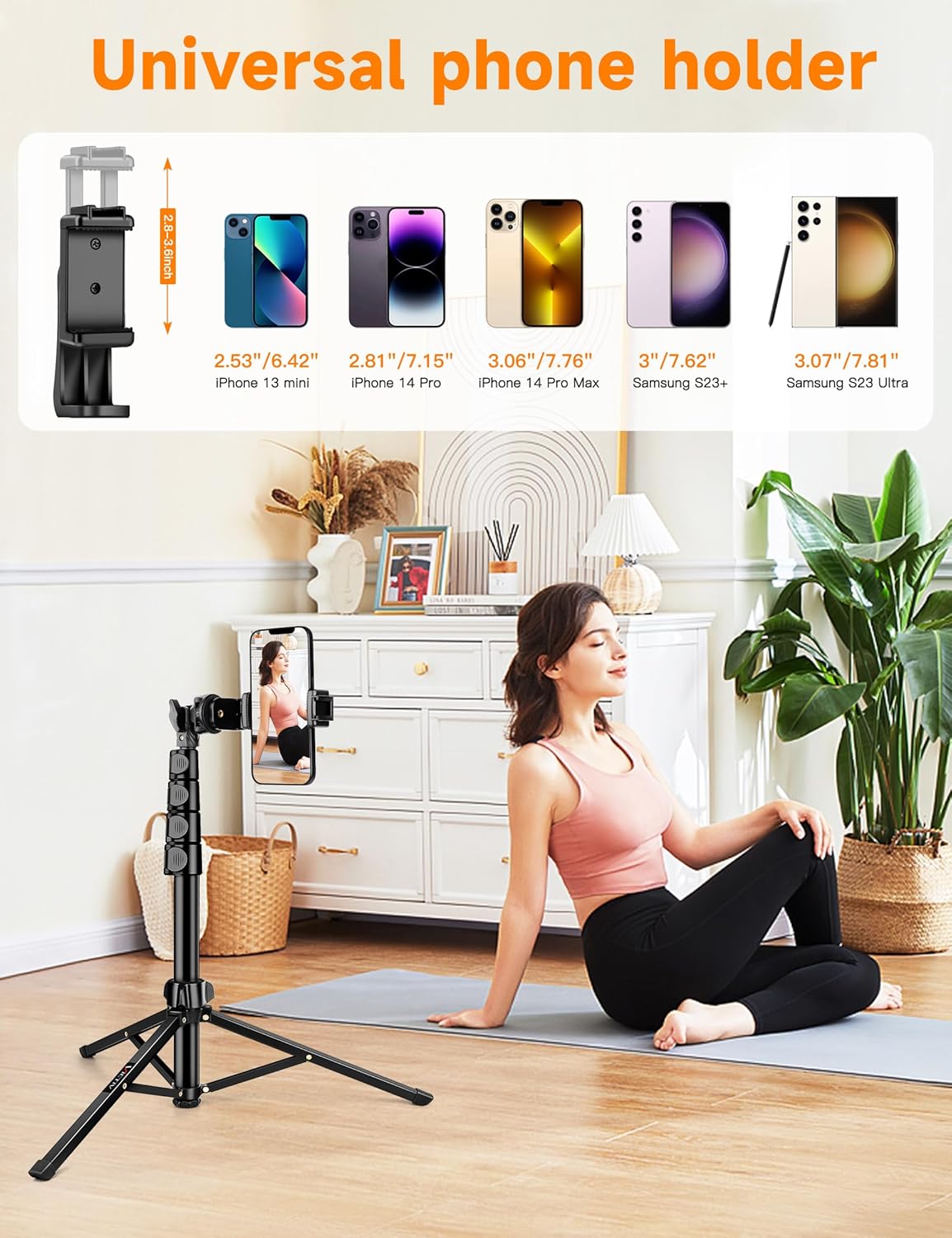 Phone Tripod, 71" Portable Cellphone Tripod Stand with Remote & Phone Holder, Camera Stand for iPhone, Compatible with Camera iPhone/Android Smartphone/Gopro