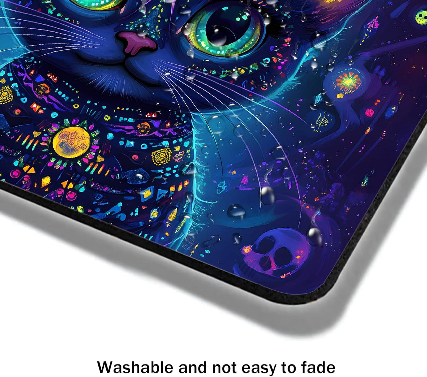 Mouse Pad, Cute Purple Cartoon Cat Mouse Pads for Desk, 9.5" x 7.9" Non-Slip Rubber Base Computer Mousepad with Women, Portable Square Design for Wireless Mouse and Pad Laptop Office & Travel