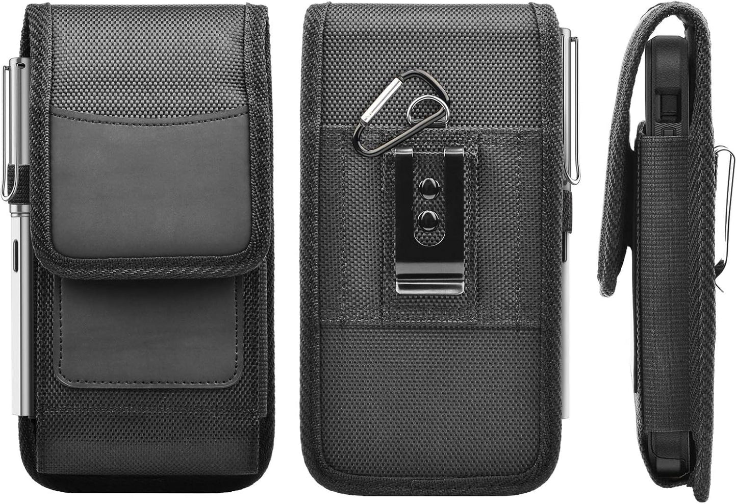 Njjex Phone Holster for Motorola Moto G 5G 2025 G Stylus 2023 G Power 5G 2024 G Play G Pure G Fast Edge 2025 Edge 60 50 G86 G84 G54 G72 Z4 Nylon Cell Phone Belt Clip Holster Holder Pouch Carrying Case