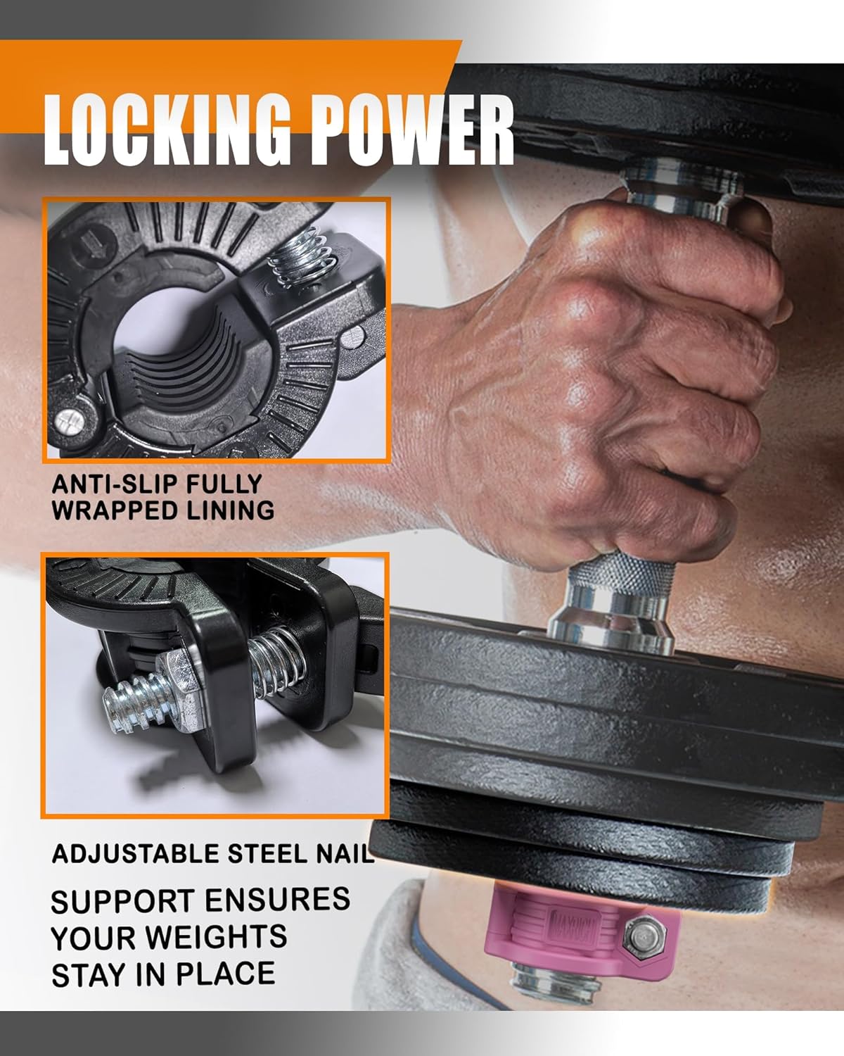 MAXRICH T Barbell Clamp 1 inch Multiple Sizes & Adjustable Weight Clips for Barbell Quick Release Barbell Clips|Barbell Collar Bar Locks for Weight Lifting (PINK)