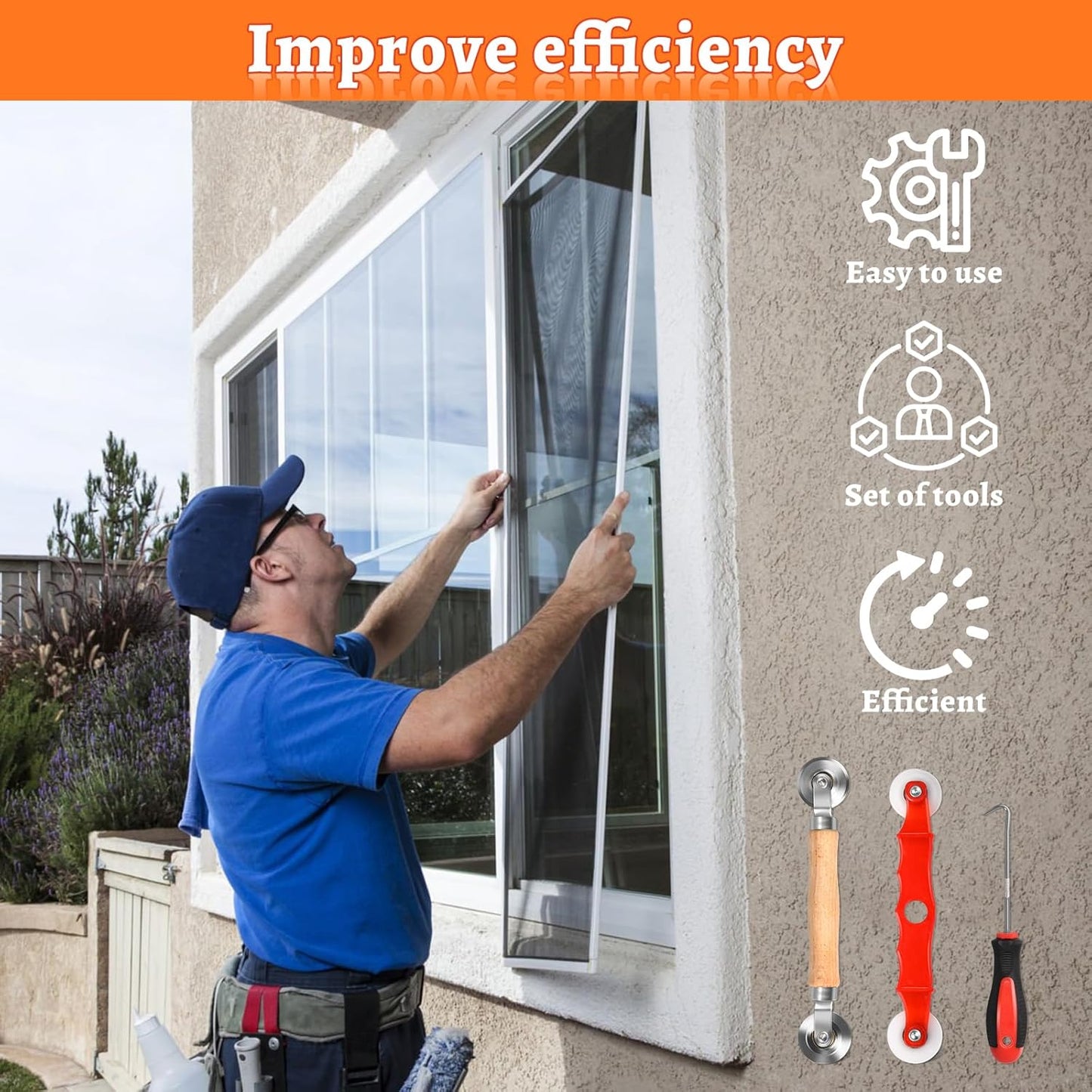 Screen Repair Tool,Window Roller,Spline Installer,3 in 1 Window Installation Tool,Screen Mouse Spline Roller for Installing & Replacing Window Patio Sliding Door(3 in 1)