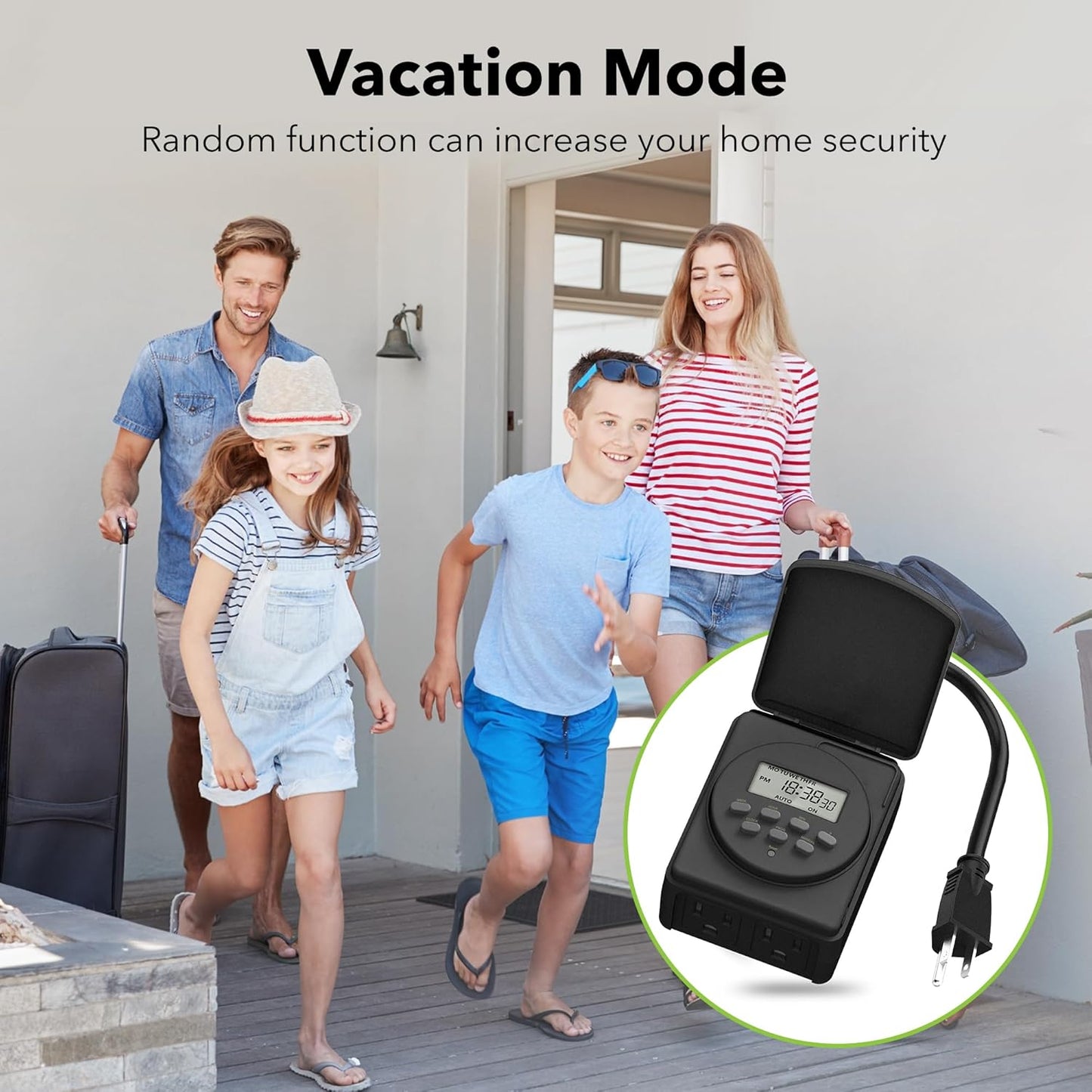 BN-LINK 7 Day Outdoor Heavy Duty Digital Programmable Timer, Outdoor Timer Outlet Waterproof, 2 Grounded Electrical Outlets for Christmas Lights, ETL Listed（2 Pack）