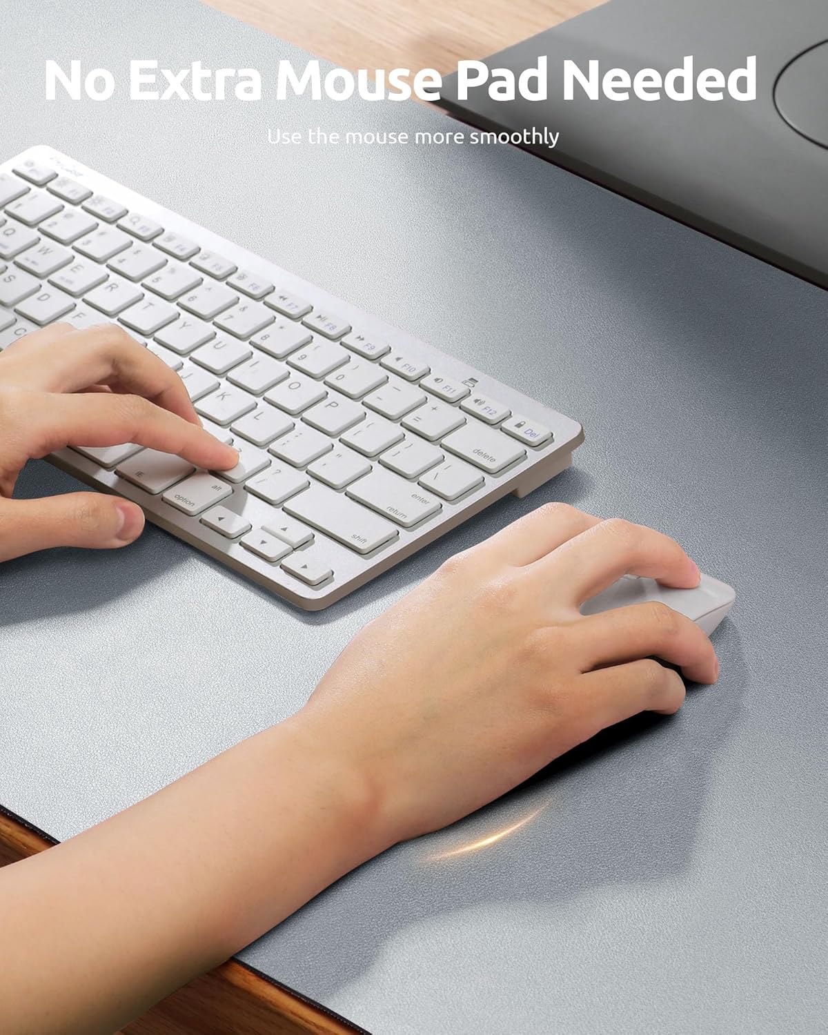 YSAGi Leather Desk Pad Protector, Office Desk Mat, Large Mouse Pad, Non-Slip PU Leather Desk Blotter, Laptop Desk Pad, Waterproof Desk Writing Pad for Office and Home (Silver, 35.4" x 17")