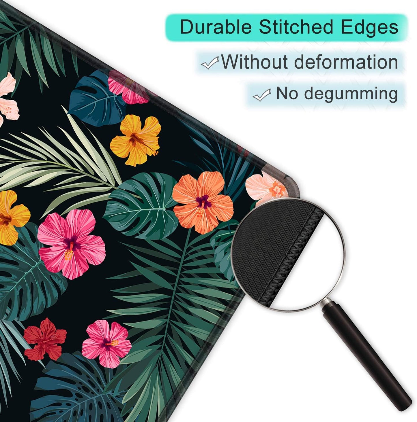 ITNRSIIET Mouse Pad with Stitched Edge Premium Textured Smooth Precise Operation Waterproof Washable Non-Slip Rubber Base Desktop Protection Mat, 10.2×8.3×0.12 inches, Beautiful Floral