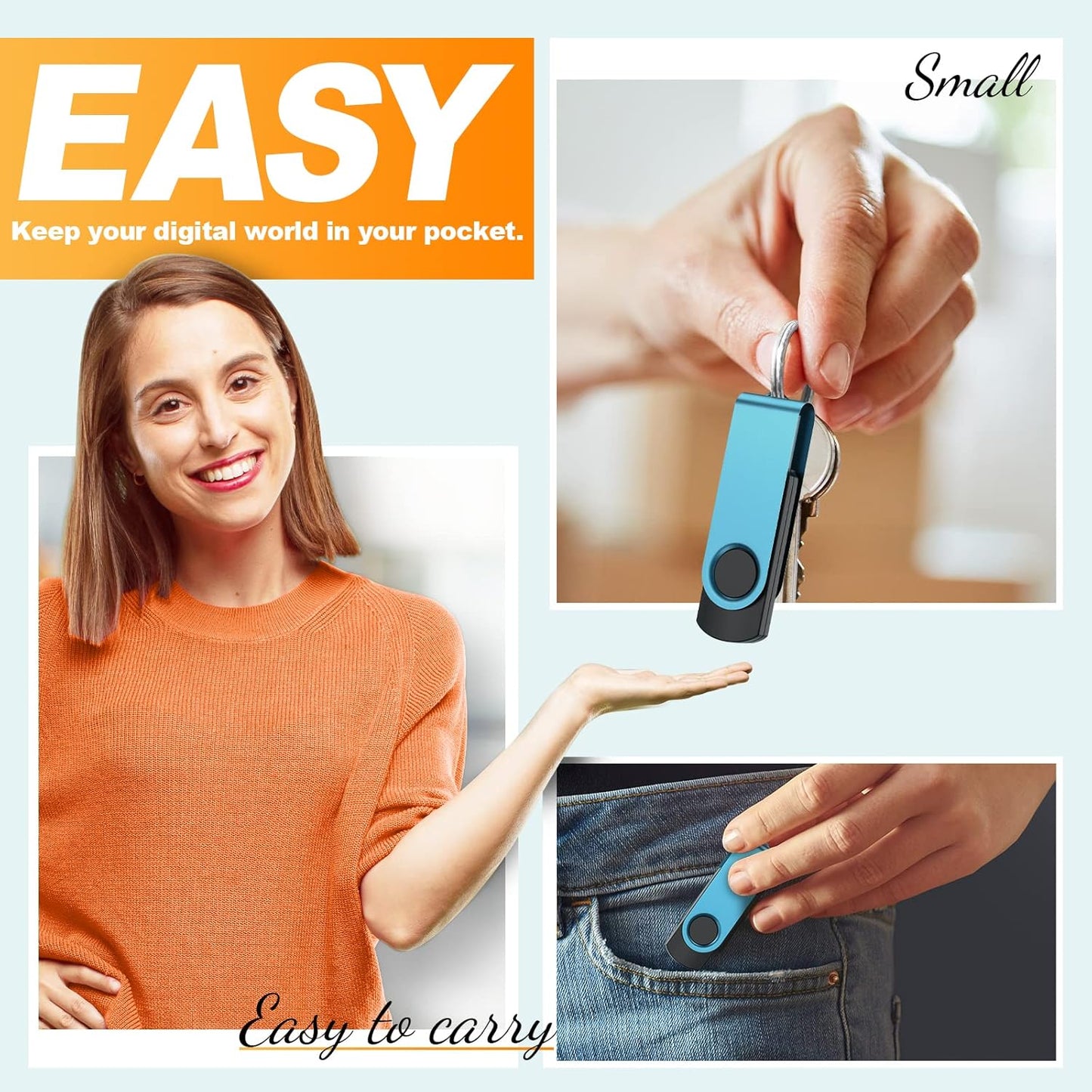 Kepmem Swivel Pen Drive 8GB USB 3.0 Memory Stick Pack of 10, Colorful Multipack Zip Drives for Data Storage