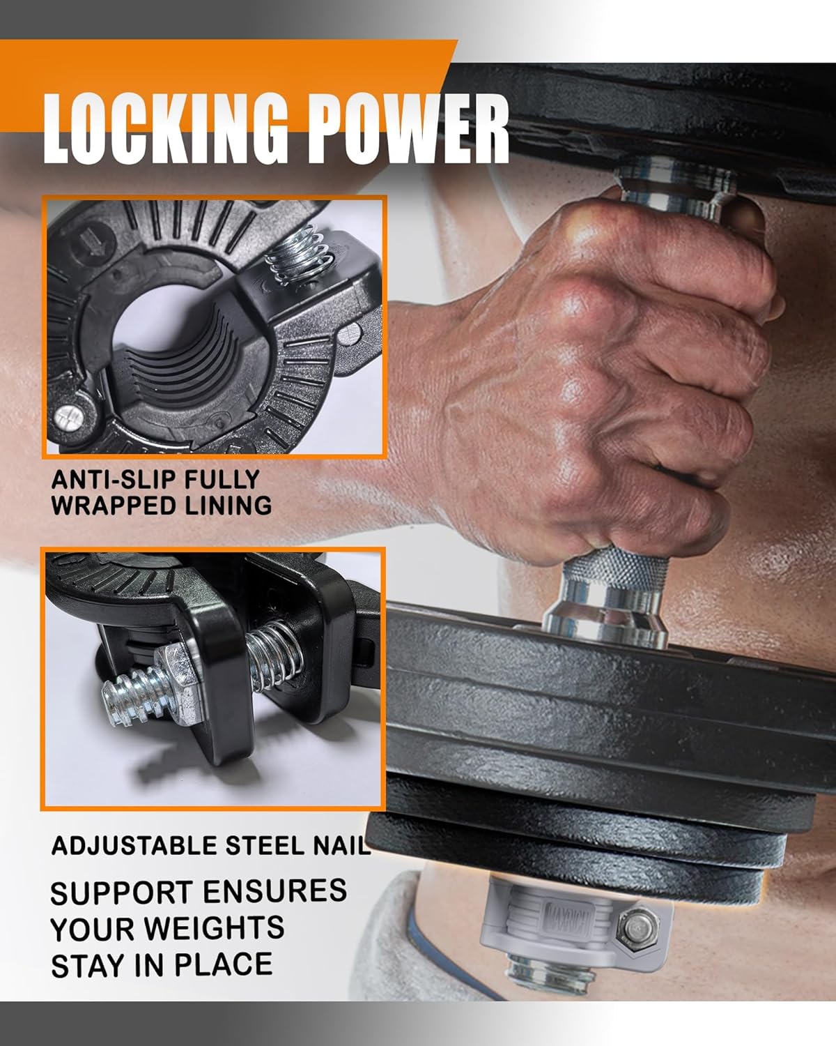 MAXRICH T Barbell Clamp 1 inch Multiple Sizes & Adjustable Weight Clips for Barbell Quick Release Barbell Clips|Barbell Collar Bar Locks for Weight Lifting (Gray)