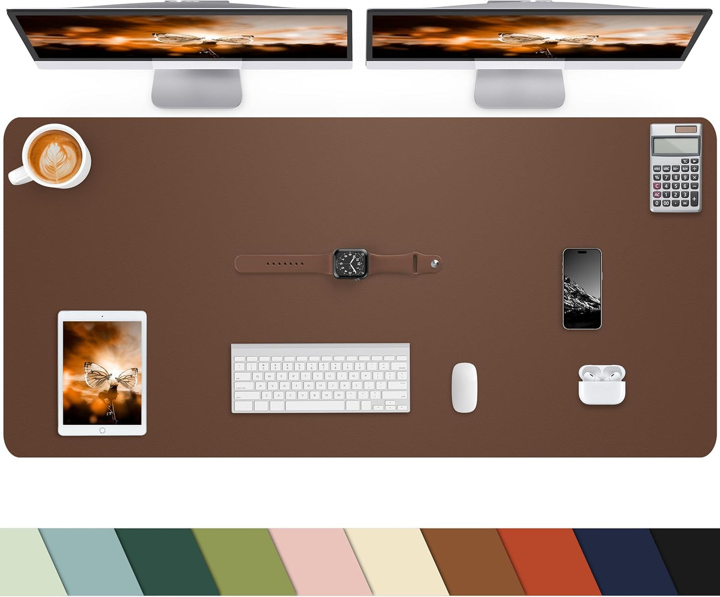 Desk mat Large, Leather Desk Pad Protector,Office Desk Mat,Mouse Pad, Non-Slip Desk Blotter, Laptop Desk Pad, Waterproof Desk Writing Pad for Office&Home (Coffee, 48" x 24")