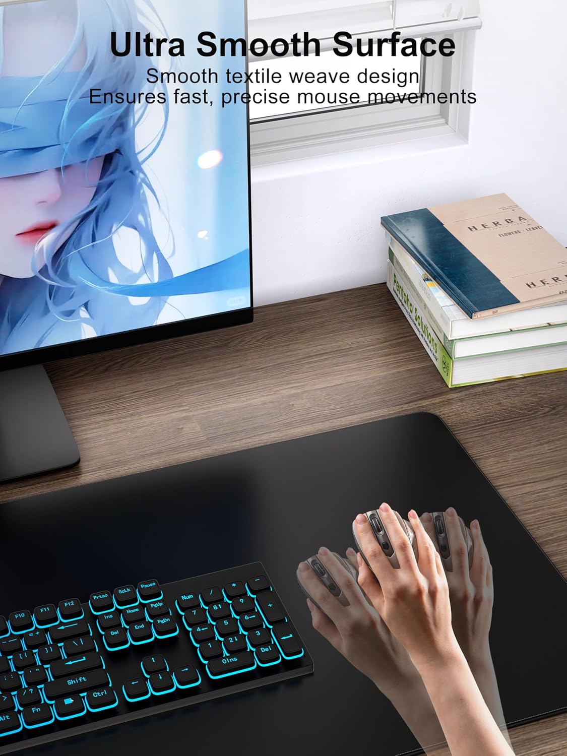 TopMade Wireless Charging Mouse Pad, Gaming Mousepad Home Office Large Desk Pad with Ultra-Smooth Surface, Non-Slip Base, Waterproof Keyboard Mat (Includes 20W PD Power Adapter & 6.56ft Woven Cable)