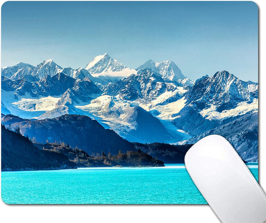 Snow Mountain Mouse Pad, Scenic Lake Mousepad for Design, Anti-Slip Rubber Base Wireless Mouse Pads for Laptop