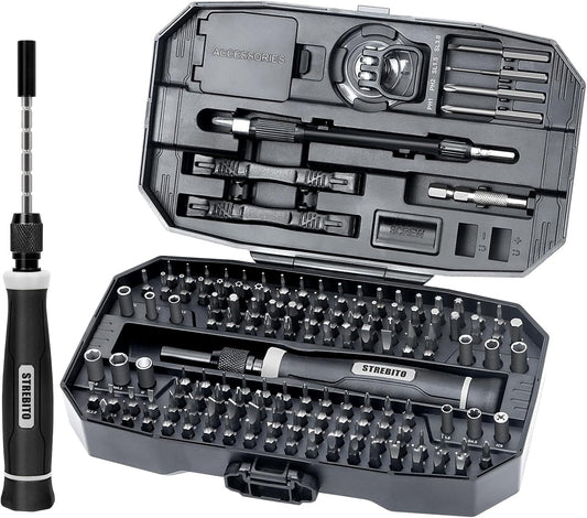 STREBITO Precision Screwdriver Set, 153 in 1 Electronics Tool Kit with Case, 140 PCS Magnetic Precision Bits - Computer, Laptop, iPhone, Macbook, PC, Game Controller, RC, Electronics, Phone Repair Kit