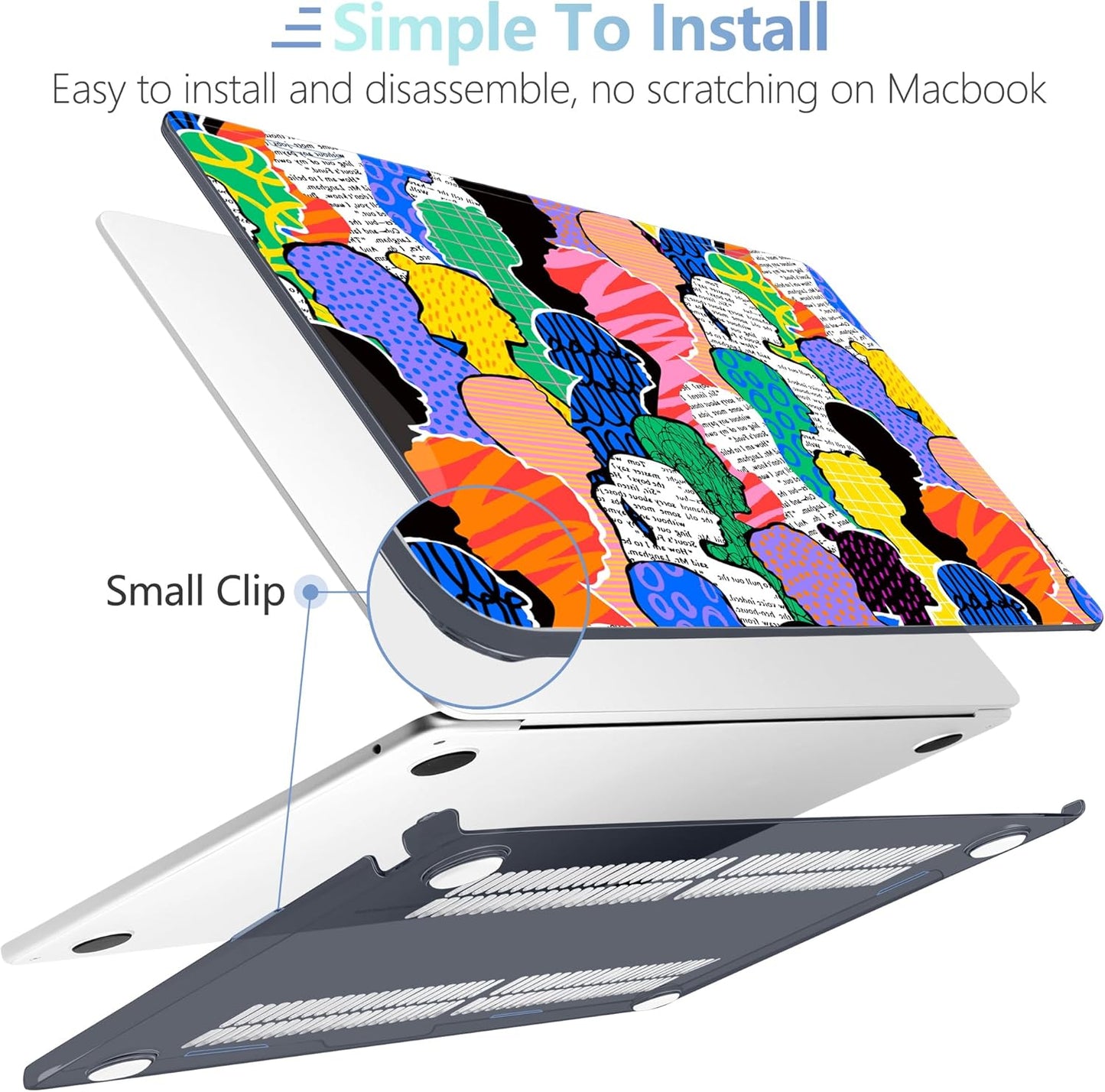 MEEgoodo Case for MacBook Air M4/M3/M2 13.6 inch 2025 2024 2022, Fit Model A3240 A3113 A2681,Compatible with MacBook Air 13 inch, Laptop Hard Shell Case with Keyboard Cover,Diverse People Abstract Art